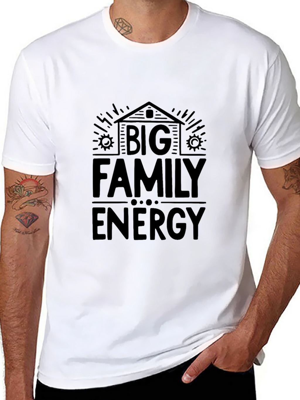 Big Family Energy Black Tee Shirt