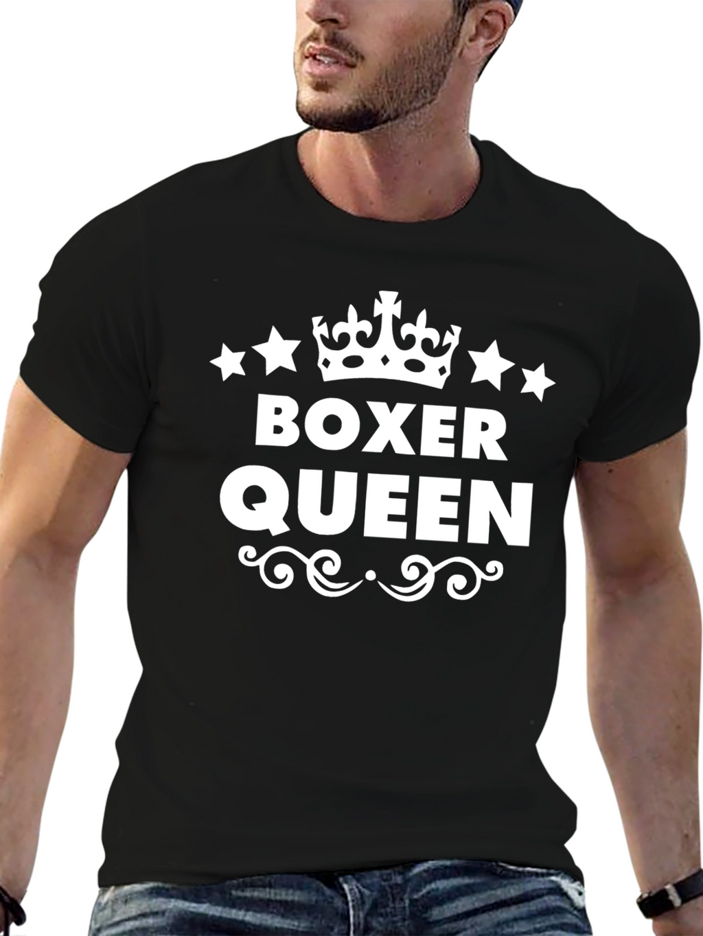Boxer Queen Graphic Tee - Black Cotton Shirt
