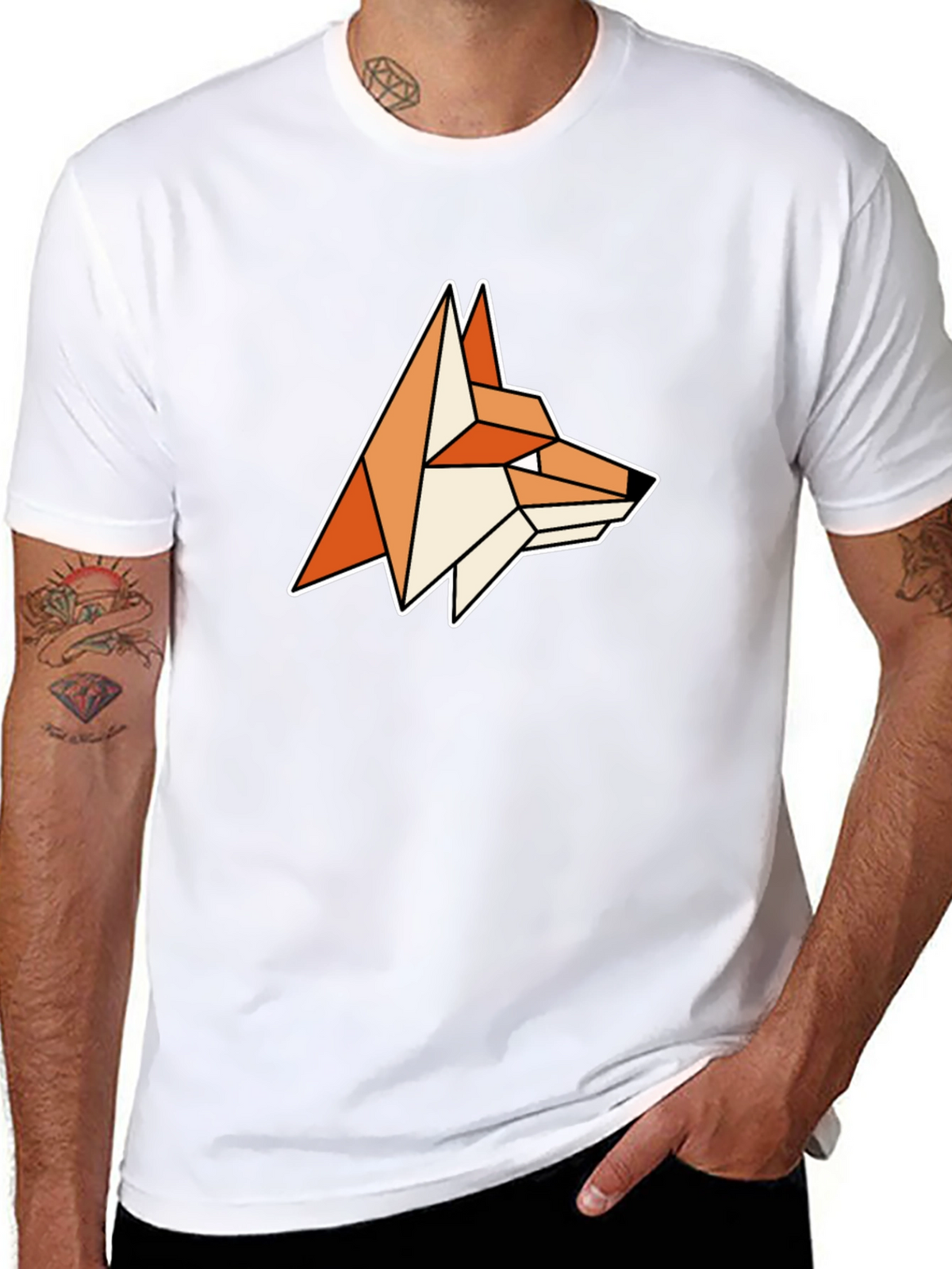 Geometric Fox Graphic Tee - Modern Animal Design