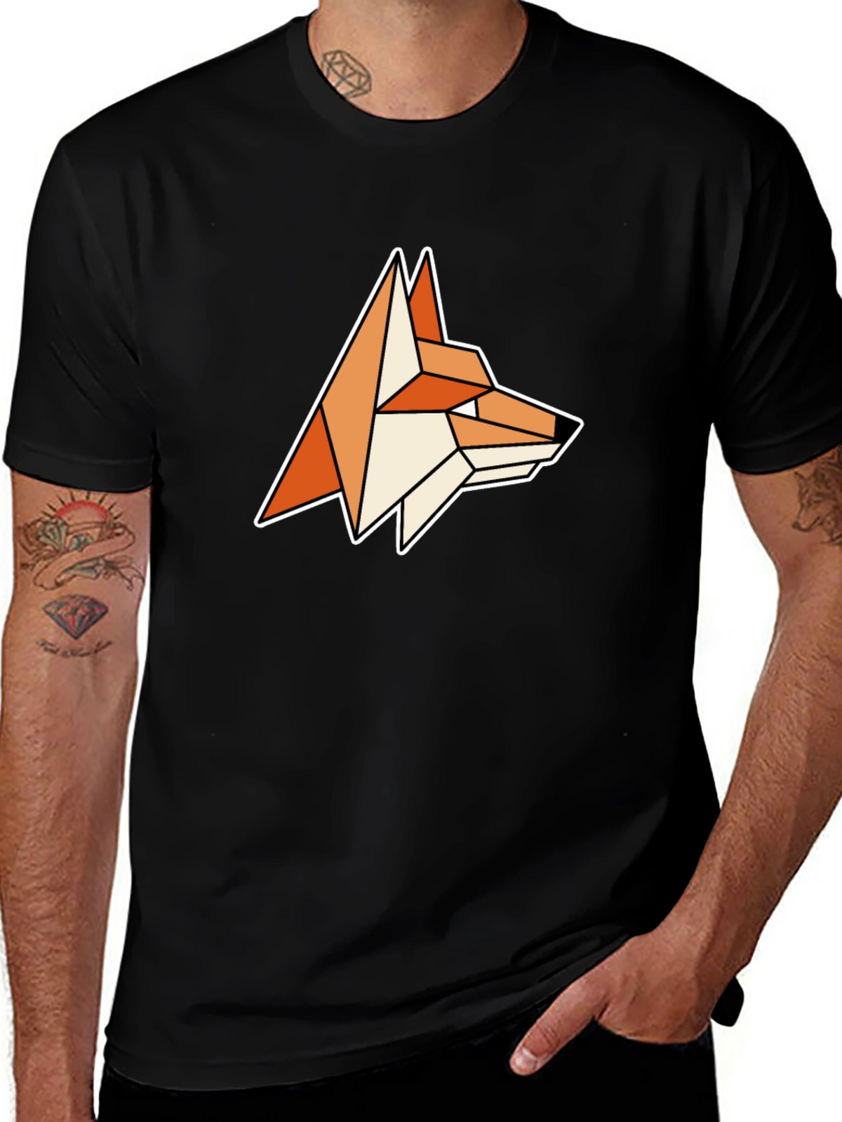Geometric Fox Graphic Tee - Modern Animal Design