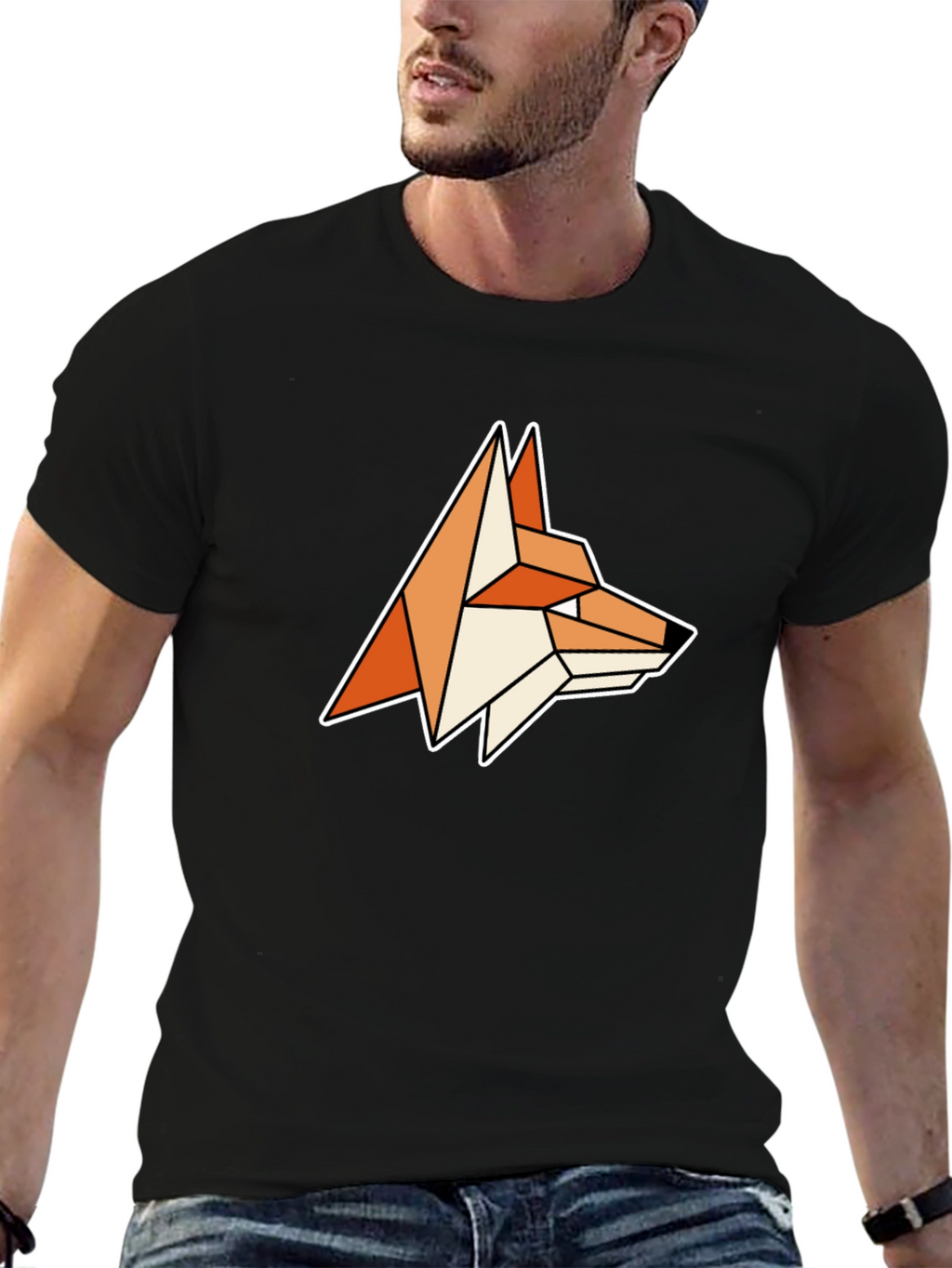Geometric Fox Graphic Tee - Modern Animal Design