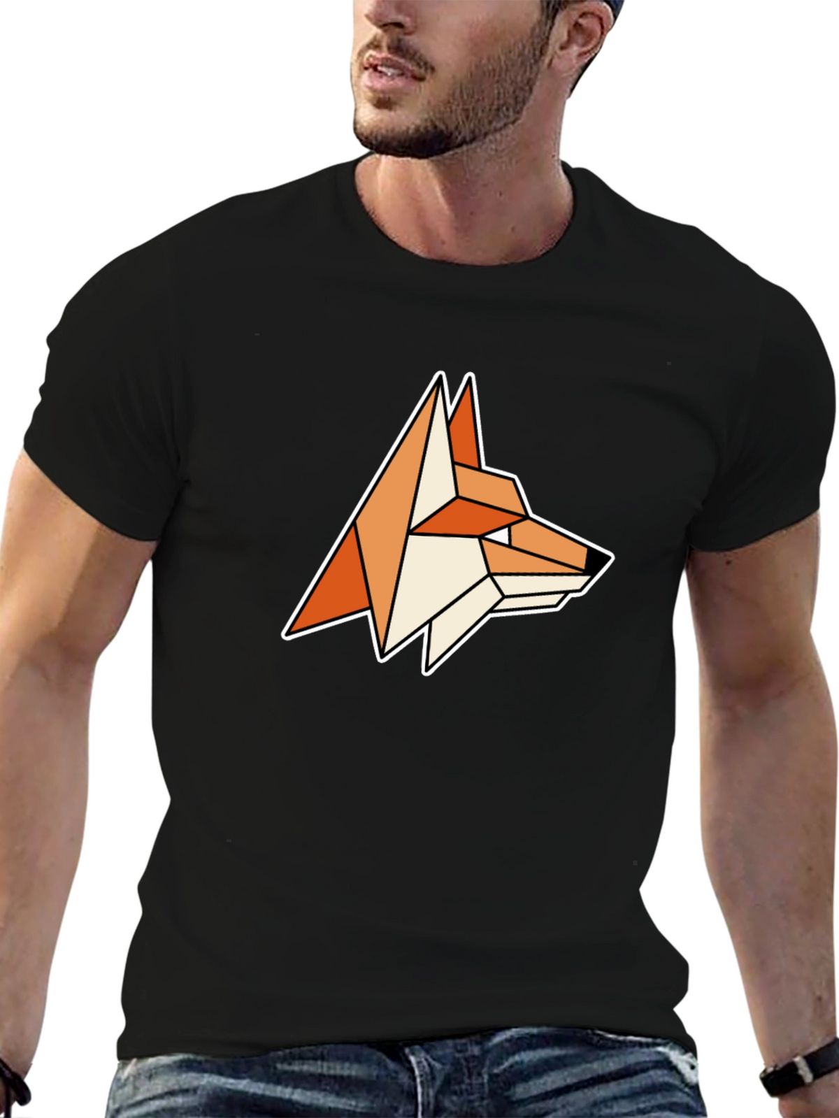 Geometric Fox Graphic Tee - Modern Animal Design