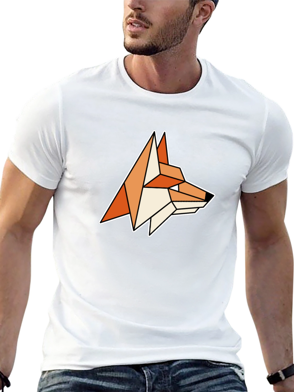Geometric Fox Graphic Tee - Modern Animal Design