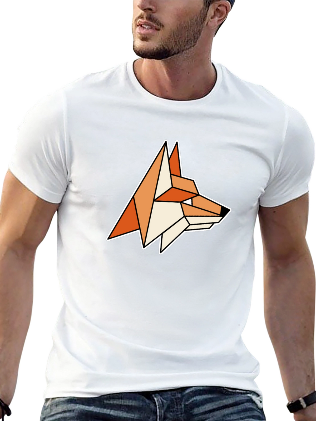 Geometric Fox Graphic Tee - Modern Animal Design