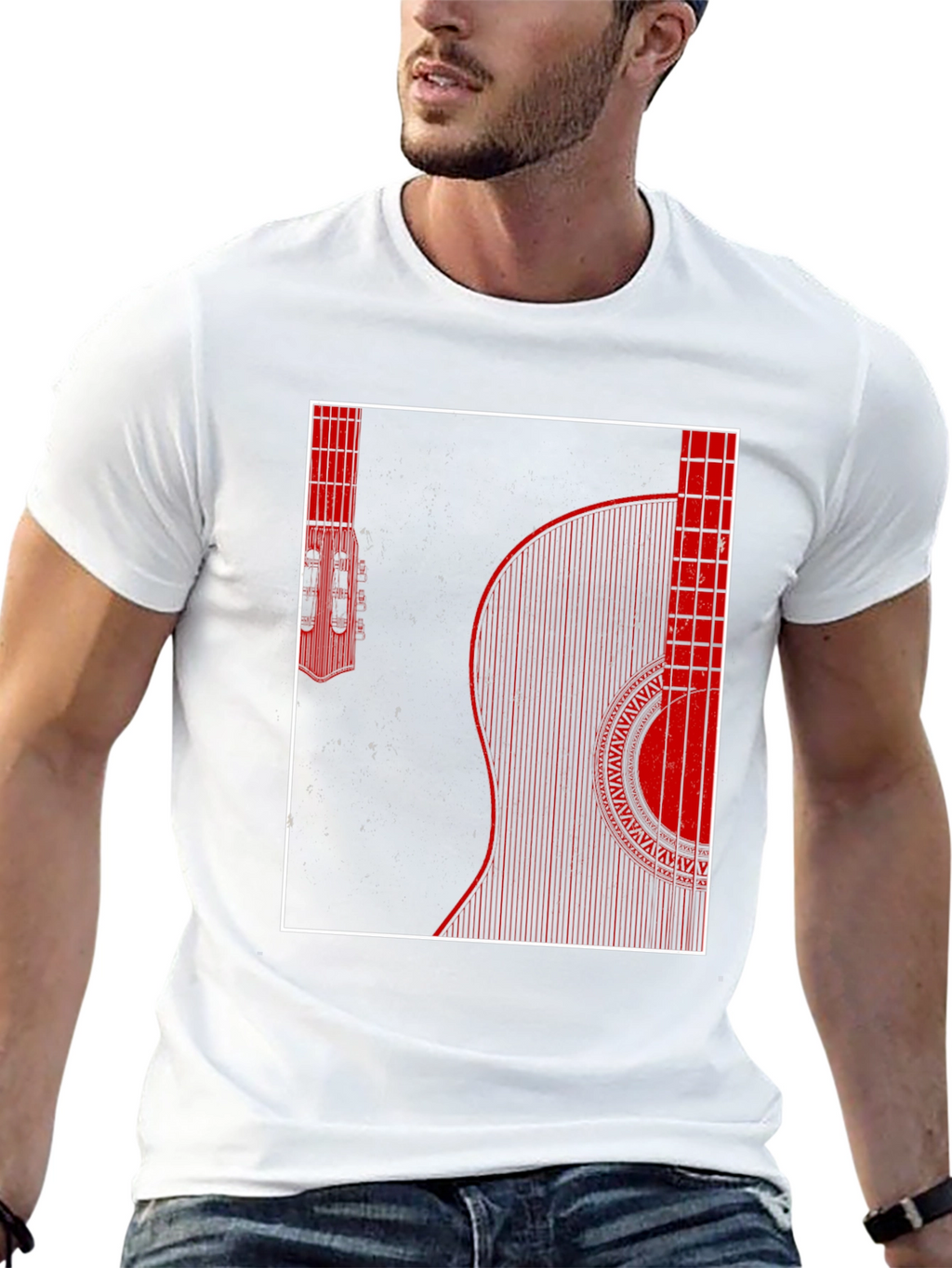 Guitar Graphic Print Mens Black T-Shirt