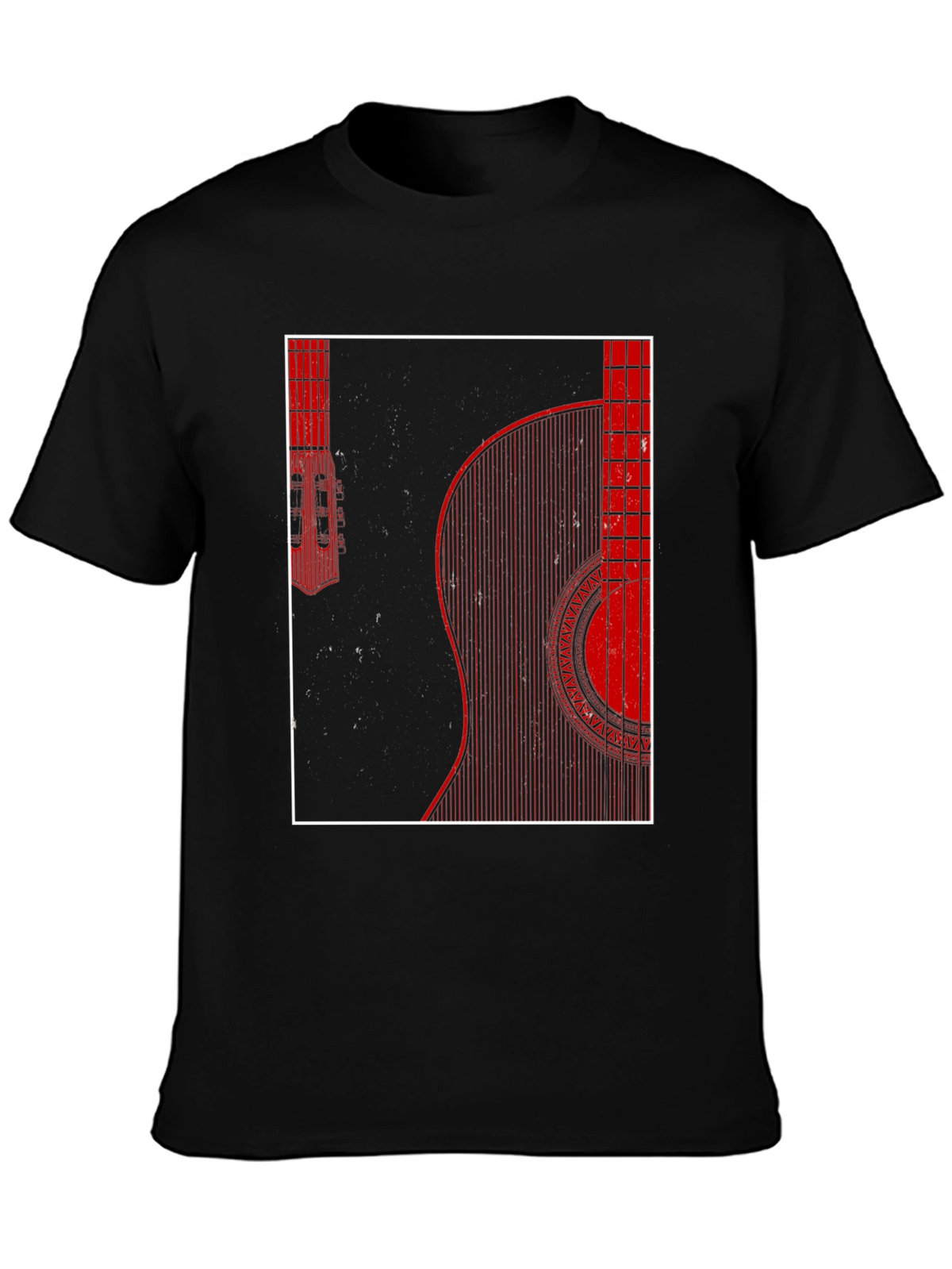 Guitar Graphic Print Mens Black T-Shirt