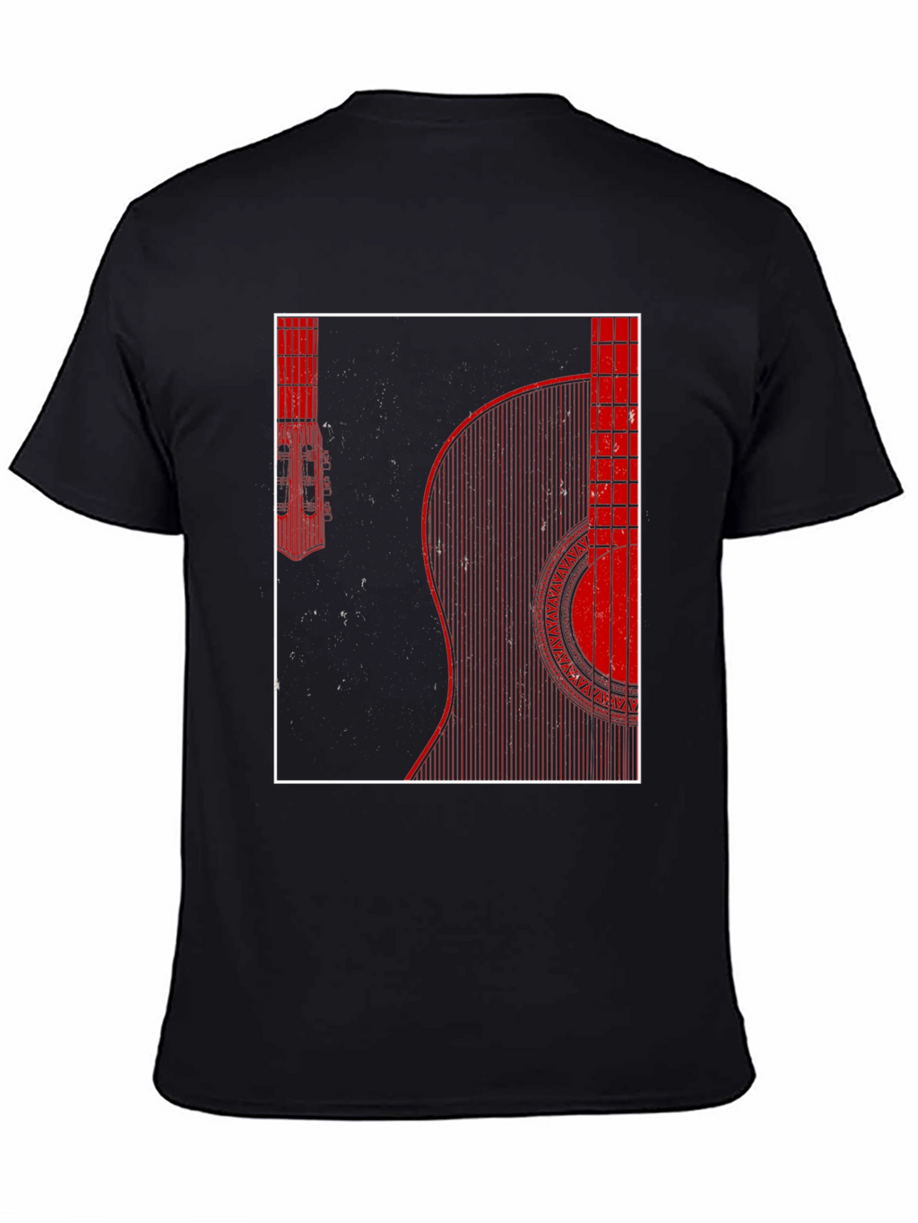Guitar Graphic Print Mens Black T-Shirt