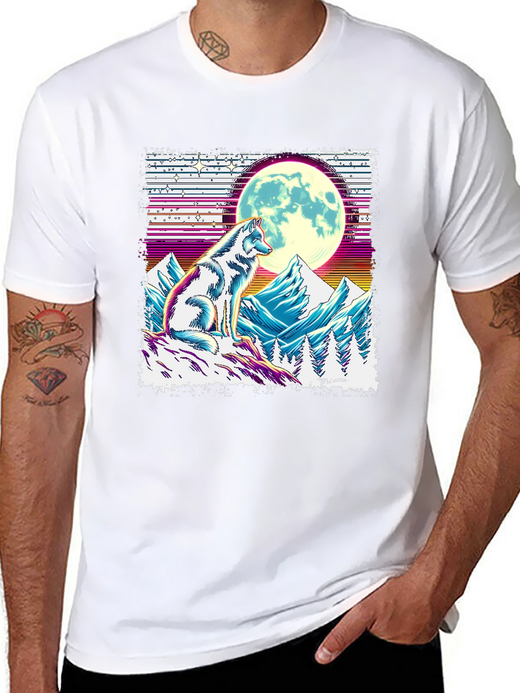 Wolf Moon Graphic Tee - Unique Design