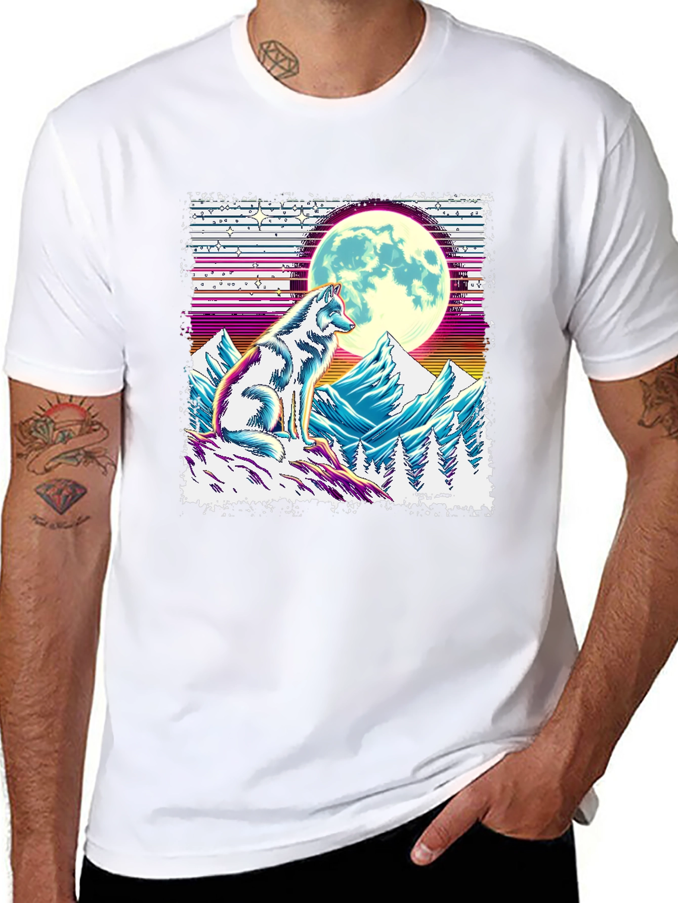 Wolf Moon Graphic Tee - Unique Design