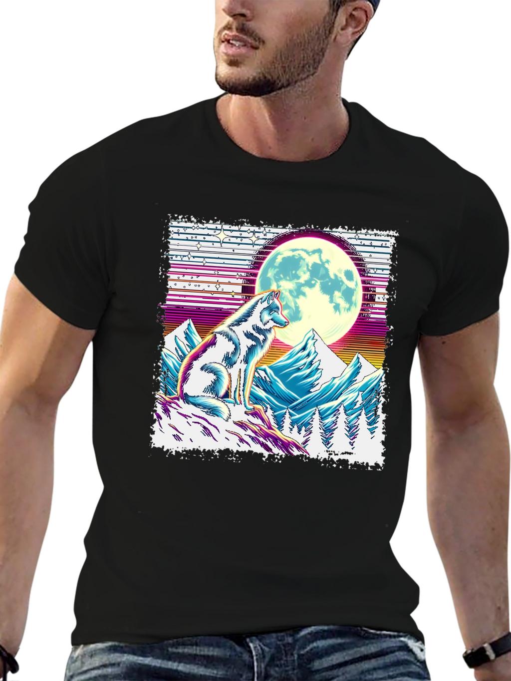 Wolf Moon Graphic Tee - Unique Design