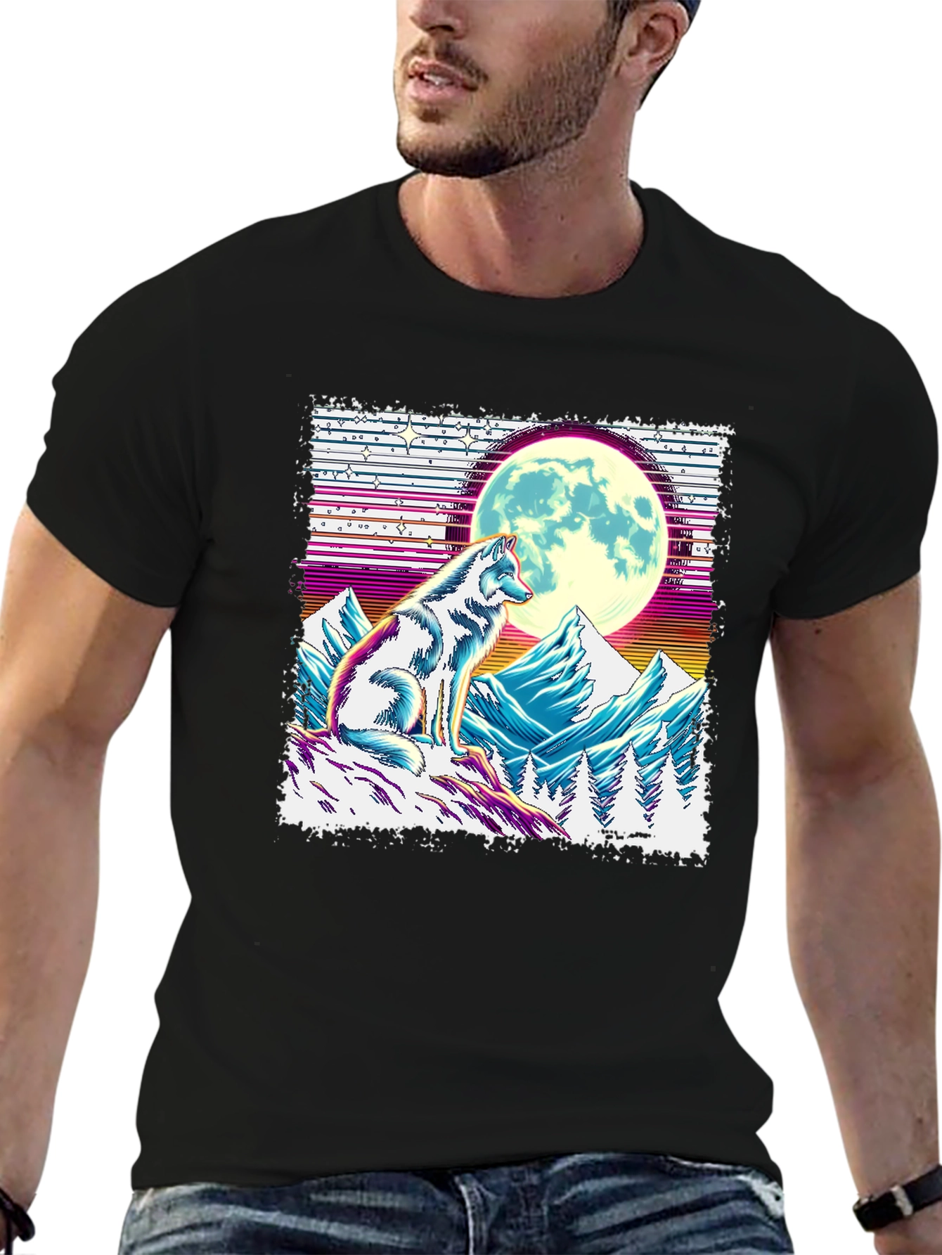Wolf Moon Graphic Tee - Unique Design
