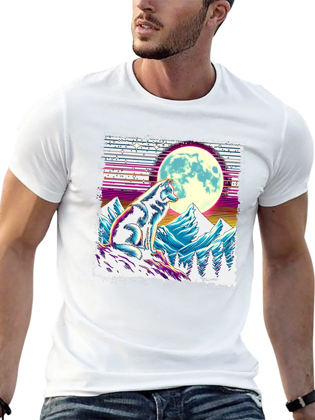 Wolf Moon Graphic Tee - Unique Design