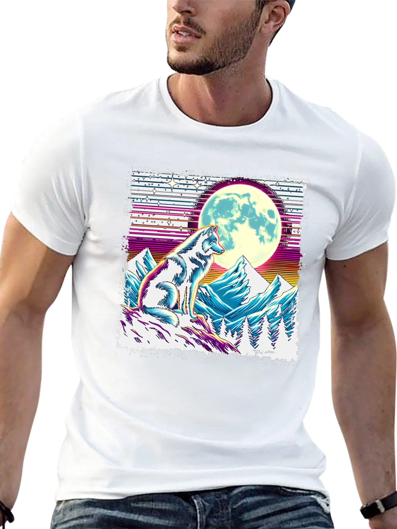 Wolf Moon Graphic Tee - Unique Design