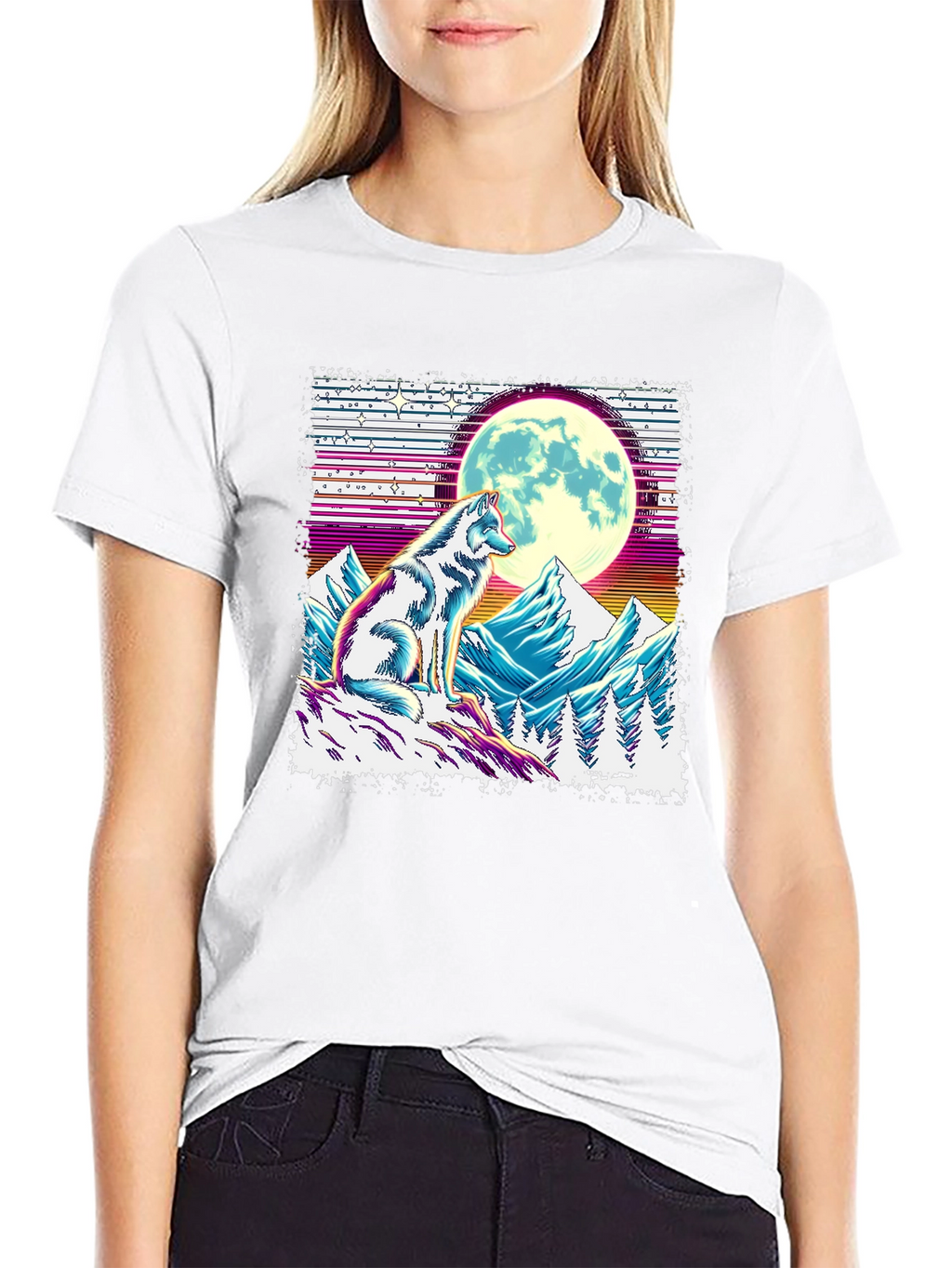 Wolf Moon Graphic Tee - Unique Design