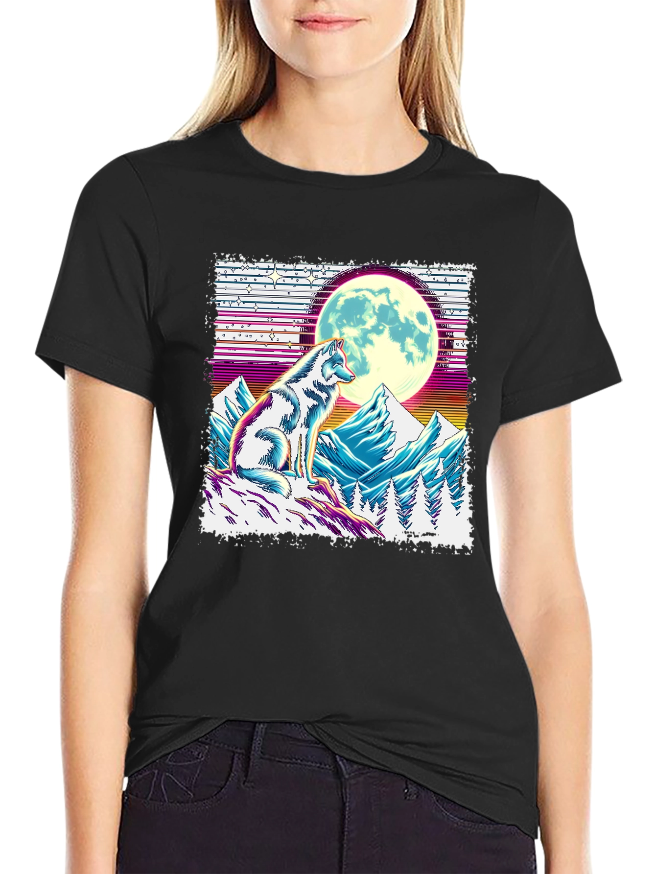 Wolf Moon Graphic Tee - Unique Design