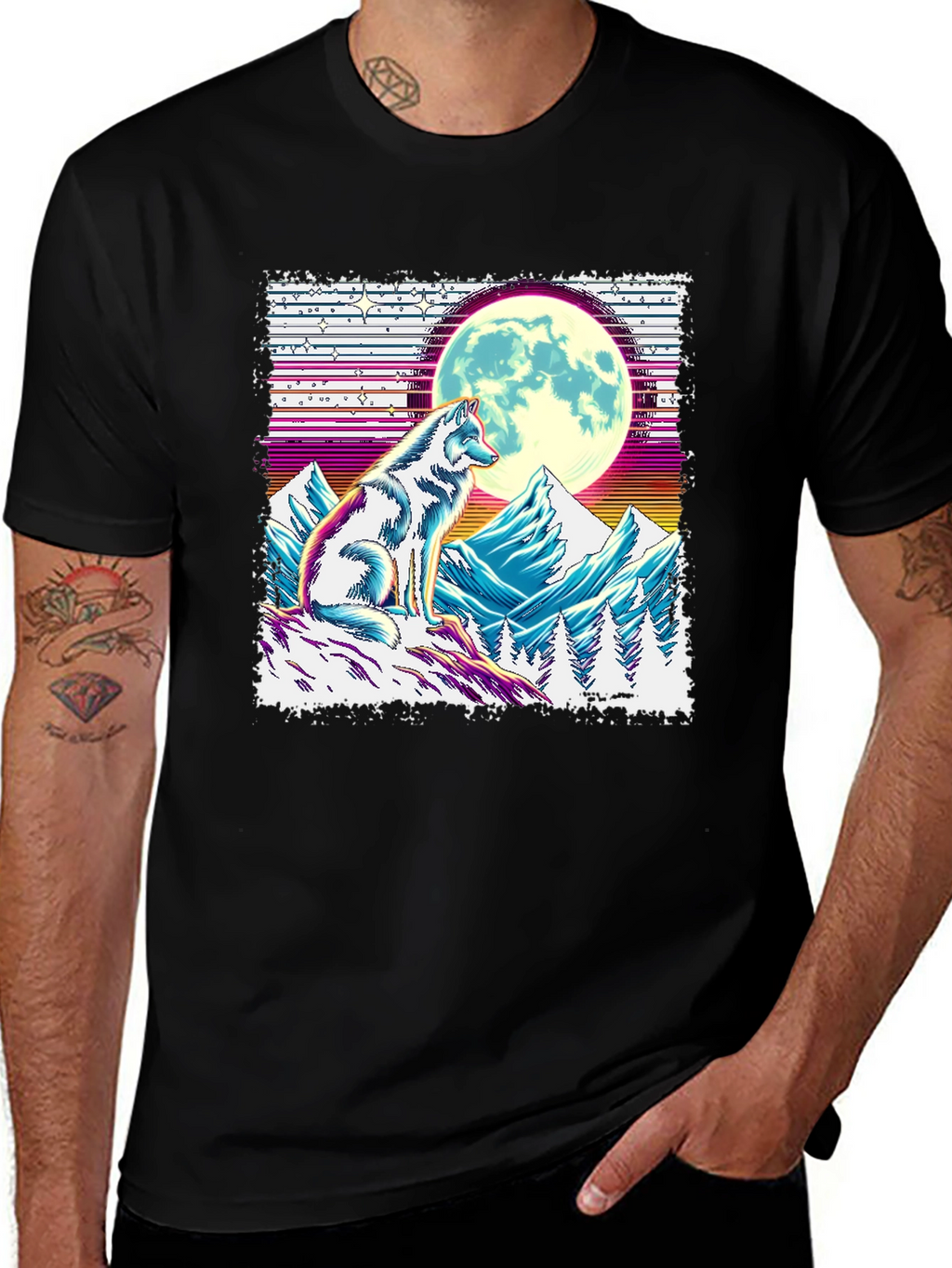 Wolf Moon Graphic Tee - Unique Design