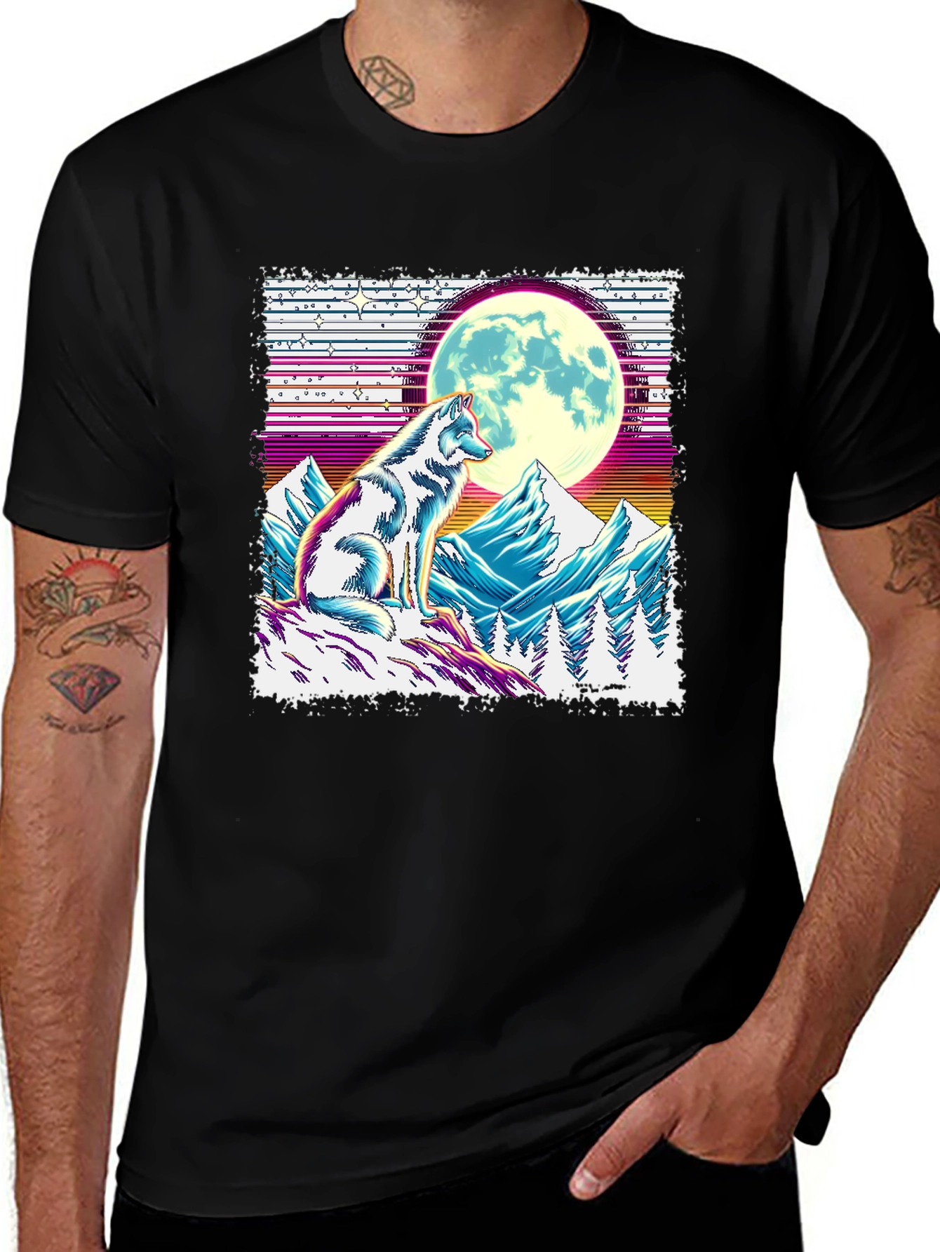 Wolf Moon Graphic Tee - Unique Design