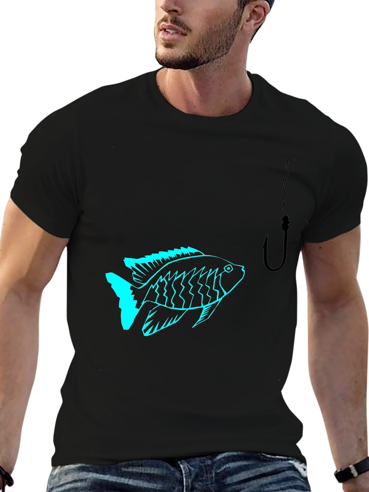 Fish Hook Black T-Shirt