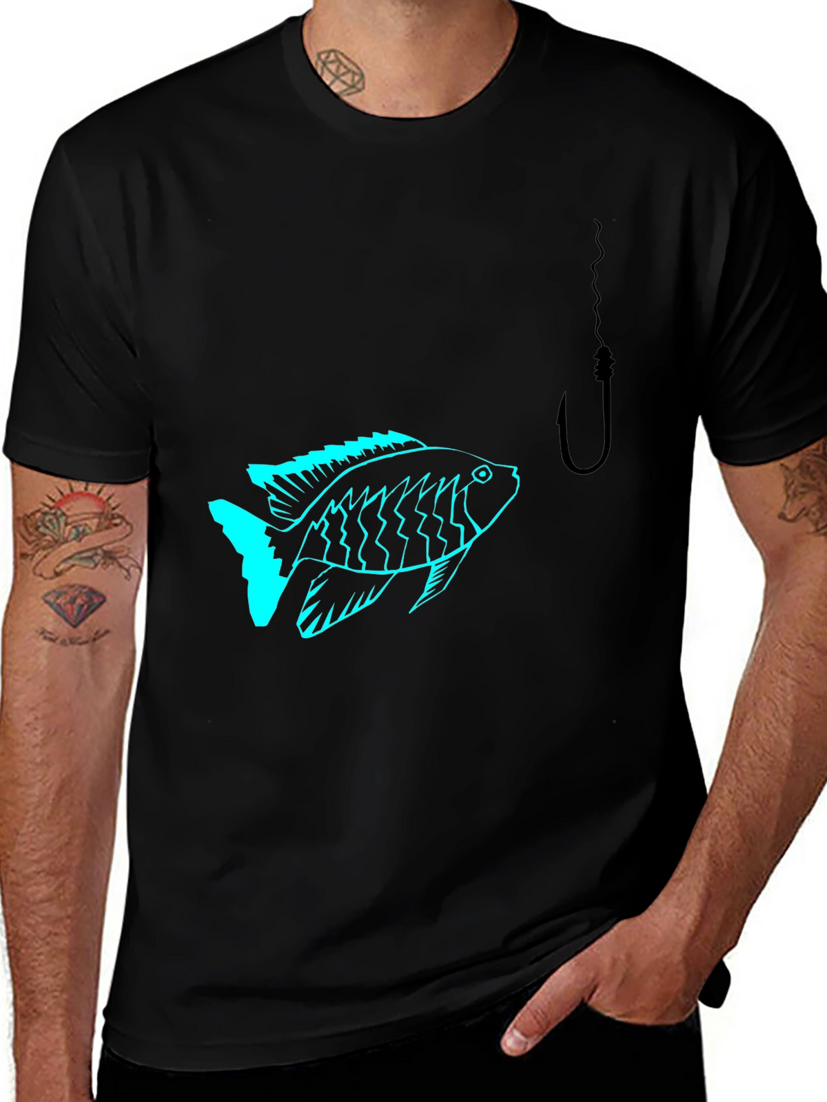 Fish Hook Black T-Shirt