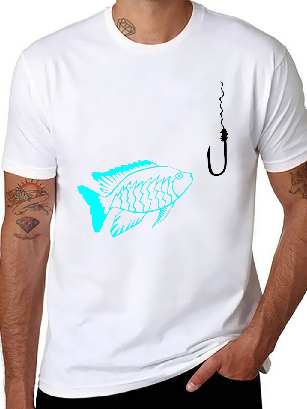 Fish Hook Black T-Shirt