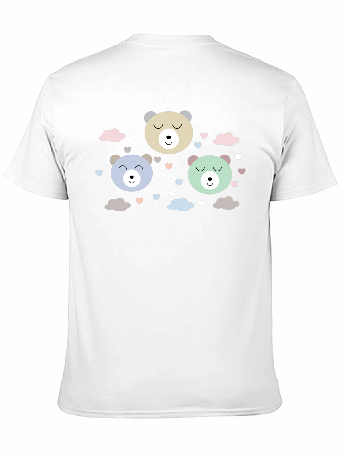 Cute Bear Print Black T-Shirt