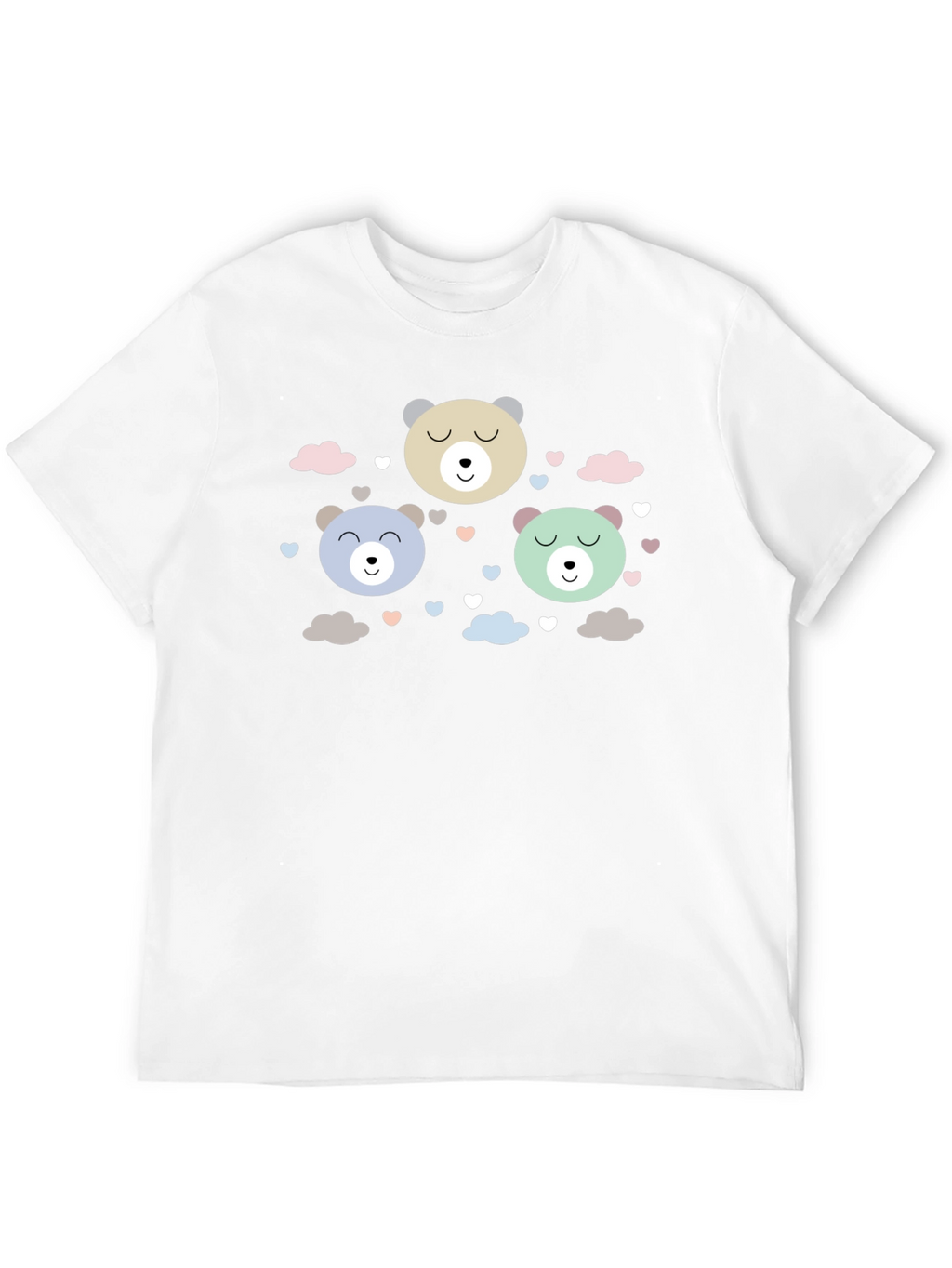 Cute Bear Print Black T-Shirt