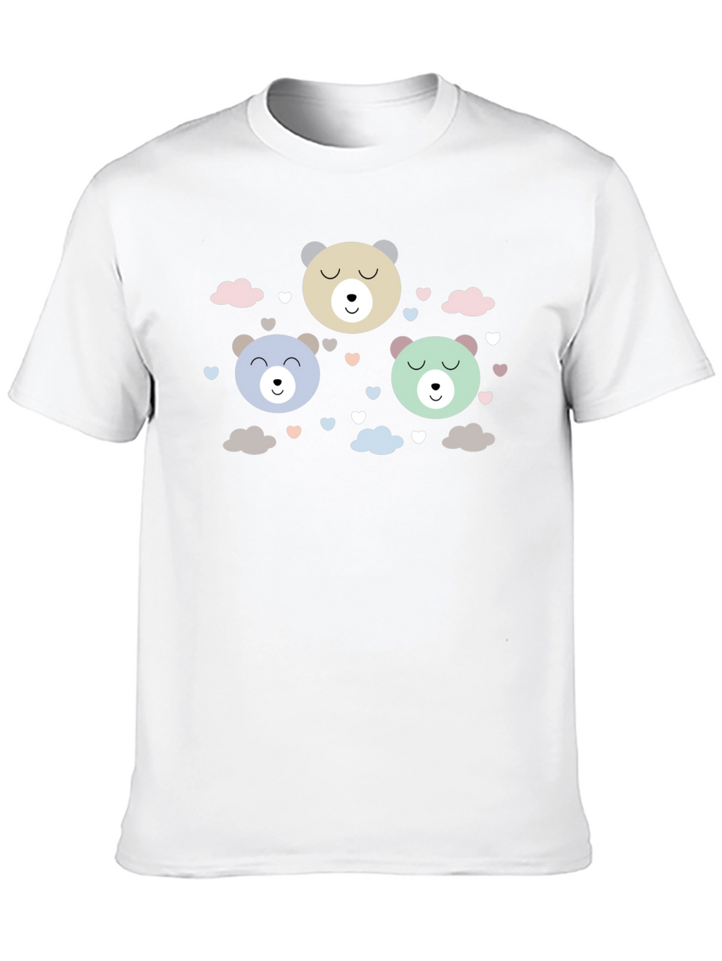Cute Bear Print Black T-Shirt