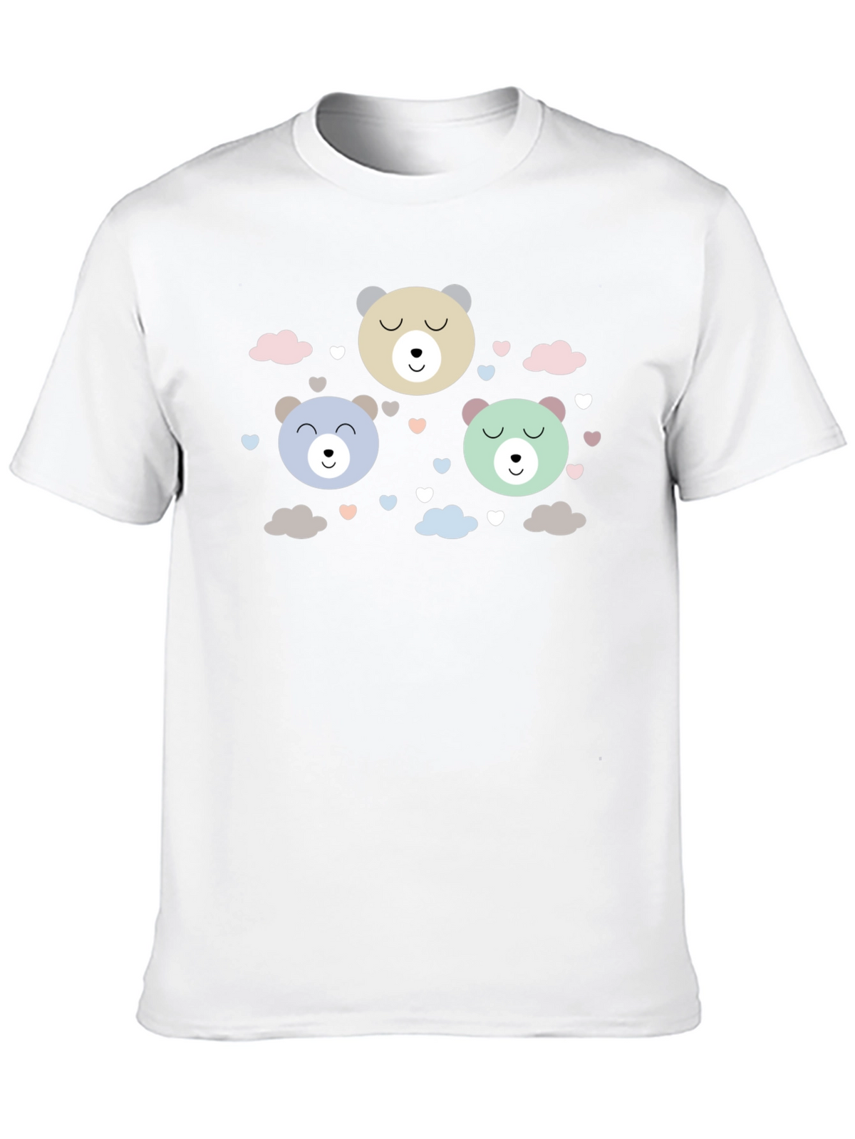Cute Bear Print Black T-Shirt
