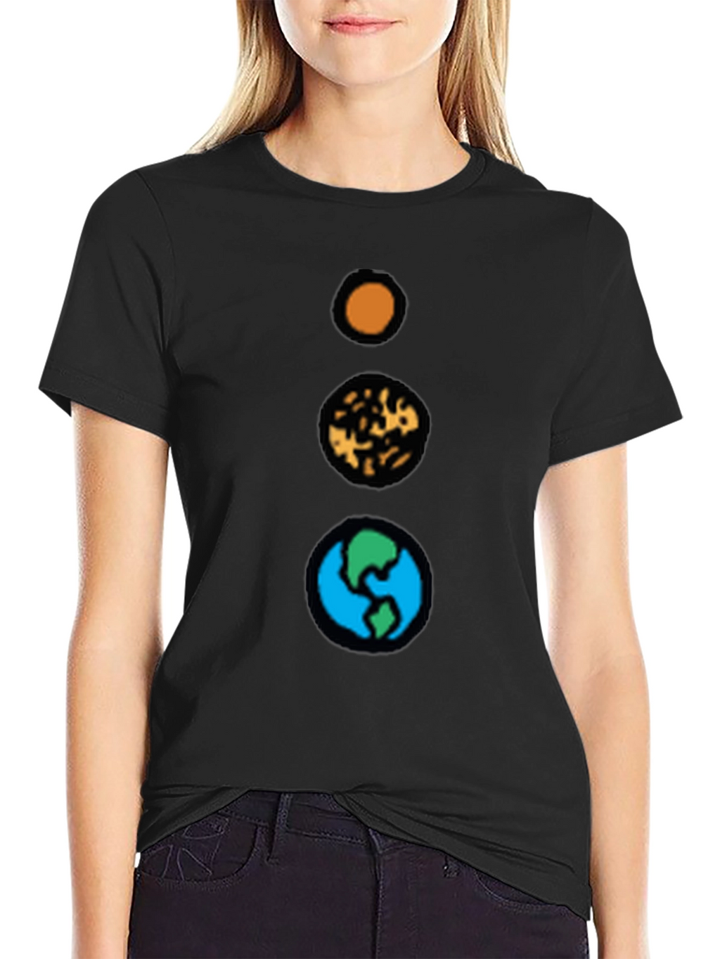 Planetary Alignment Graphic T-Shirt - Black Cotton Tee