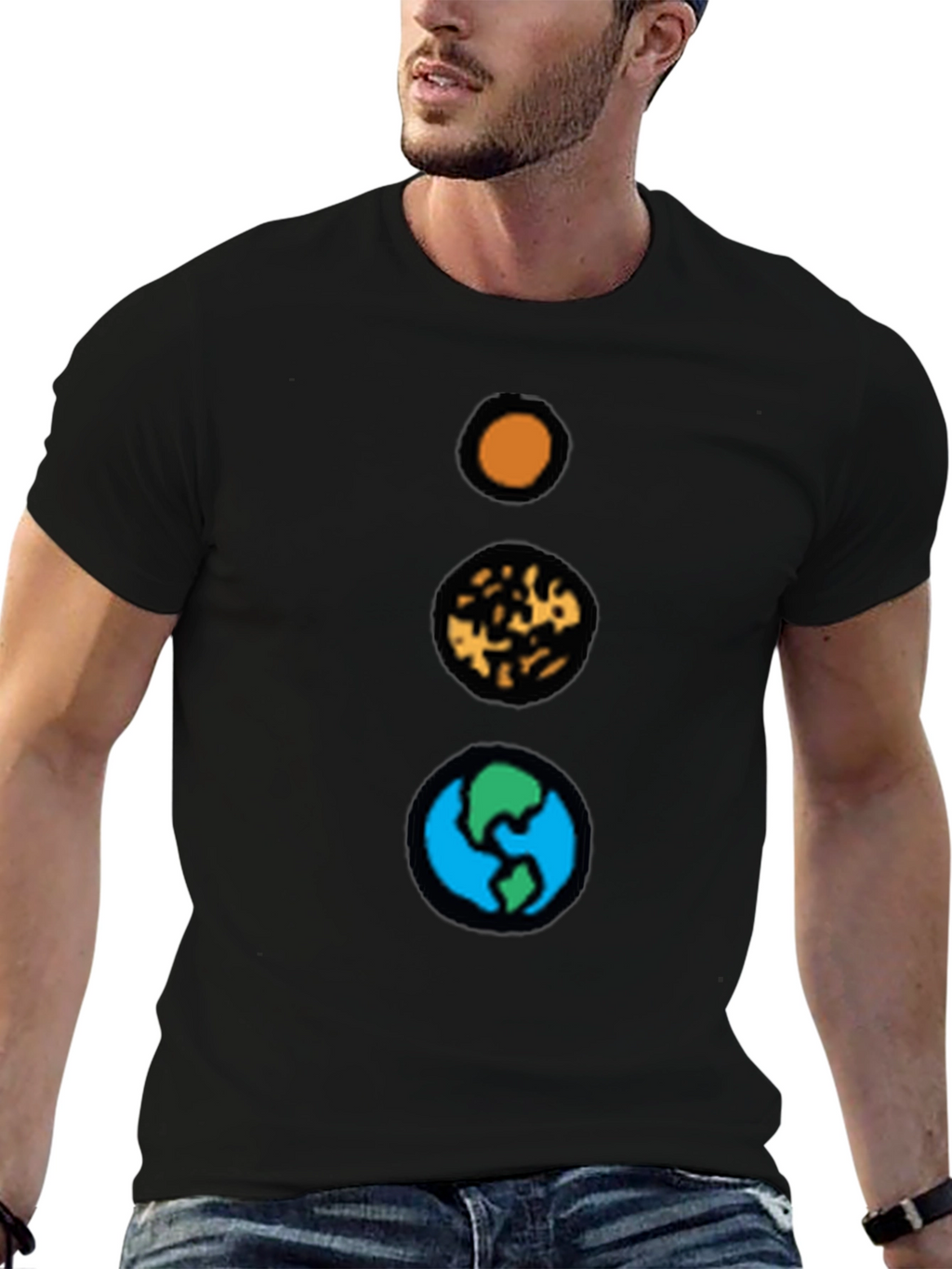 Planetary Alignment Graphic T-Shirt - Black Cotton Tee