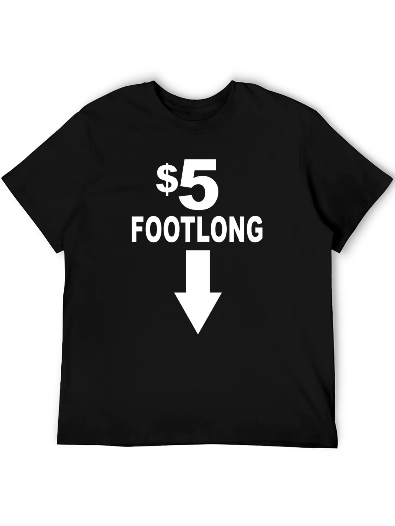 $5 Footlong Black Graphic T-Shirt - Point Down
