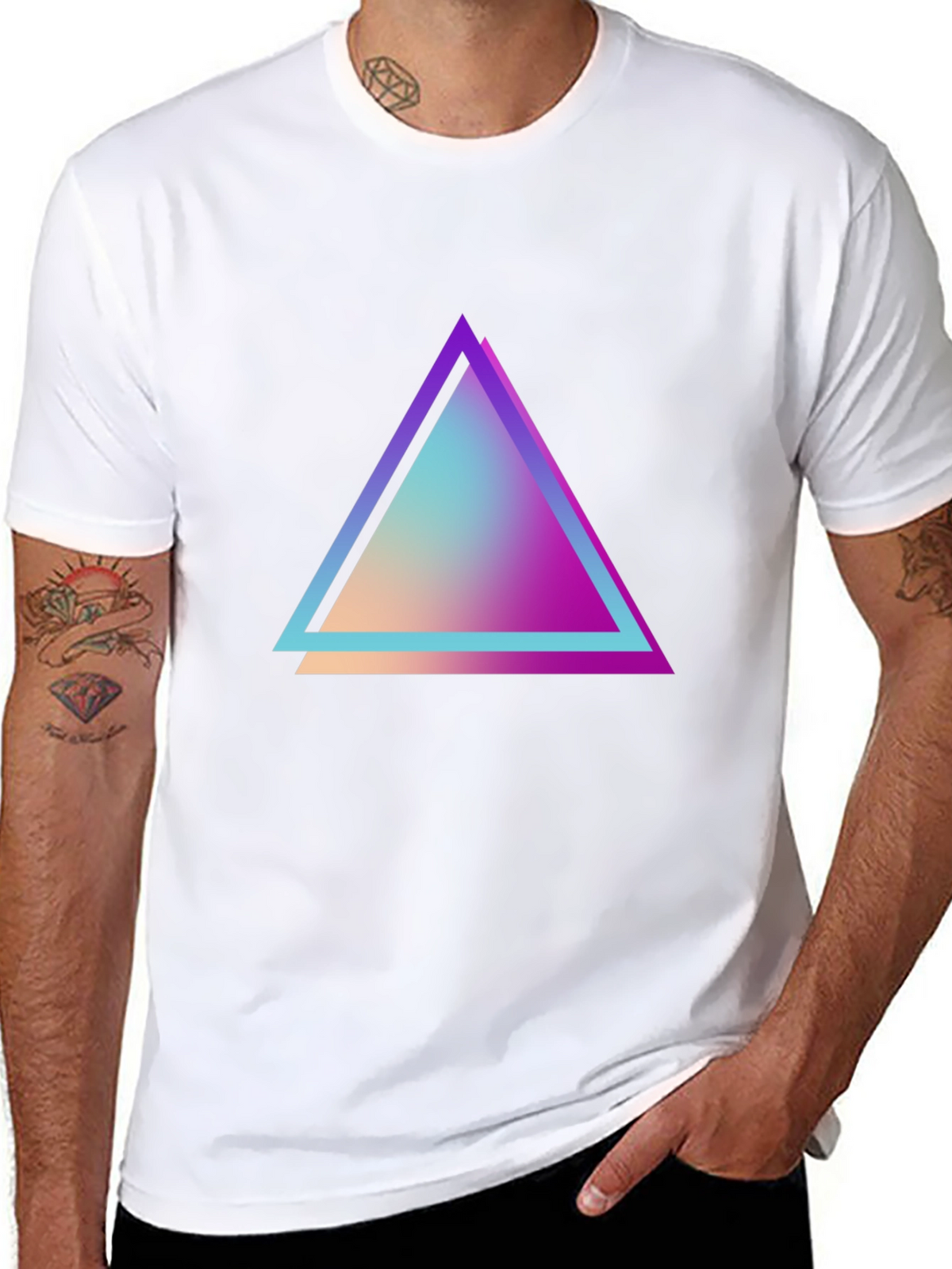 Retro Triangle Graphic Tee - Black