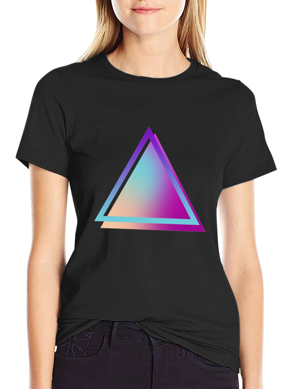 Retro Triangle Graphic Tee - Black