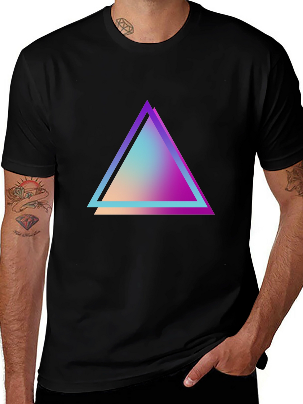 Retro Triangle Graphic Tee - Black