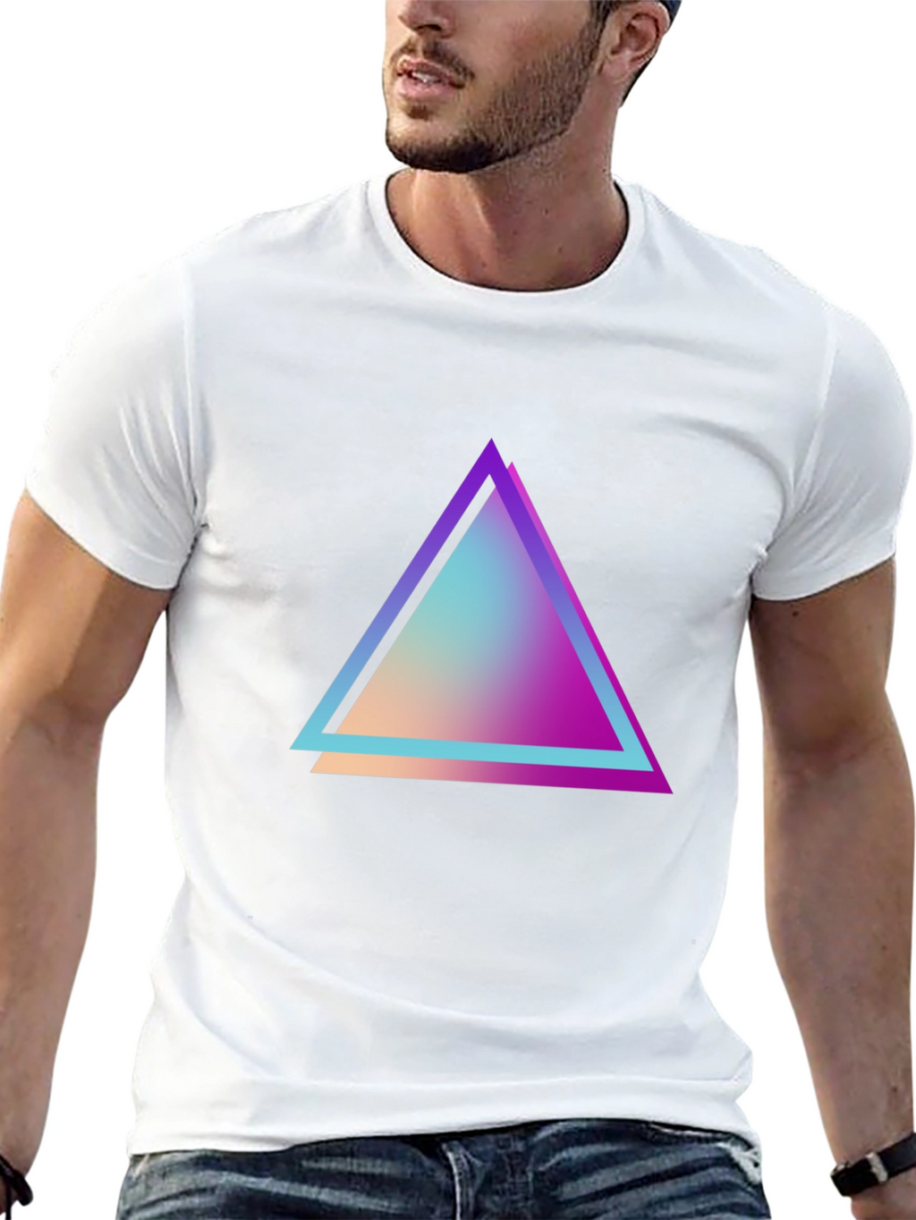 Retro Triangle Graphic Tee - Black