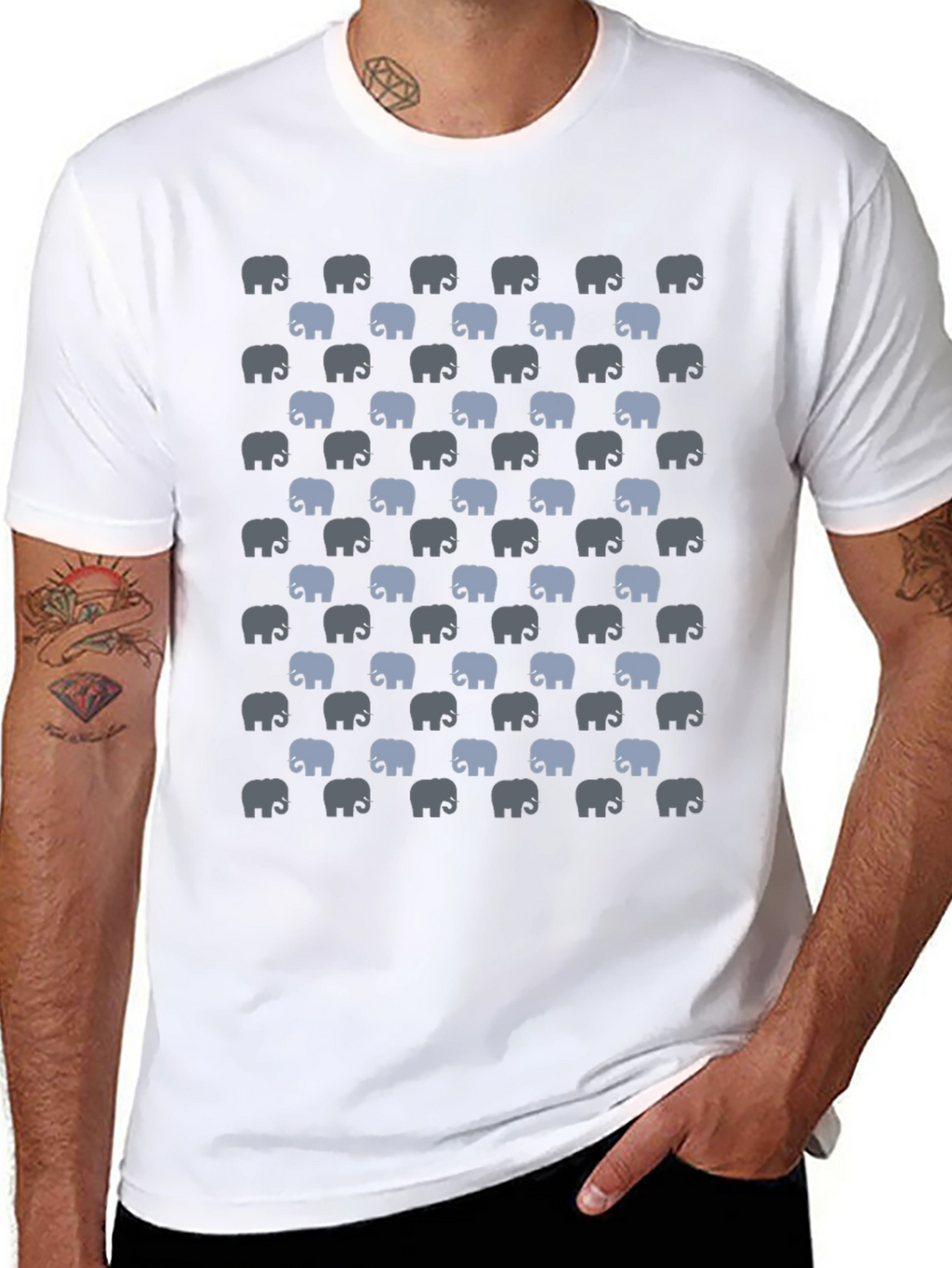 Elephant Print T-Shirt - Black