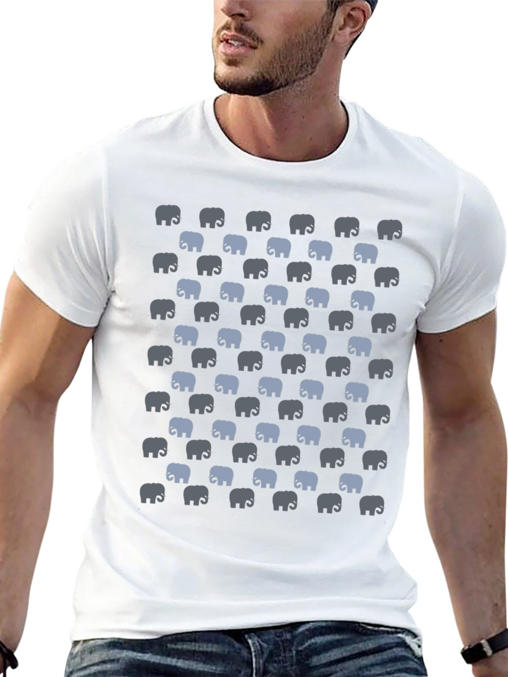 Elephant Print T-Shirt - Black