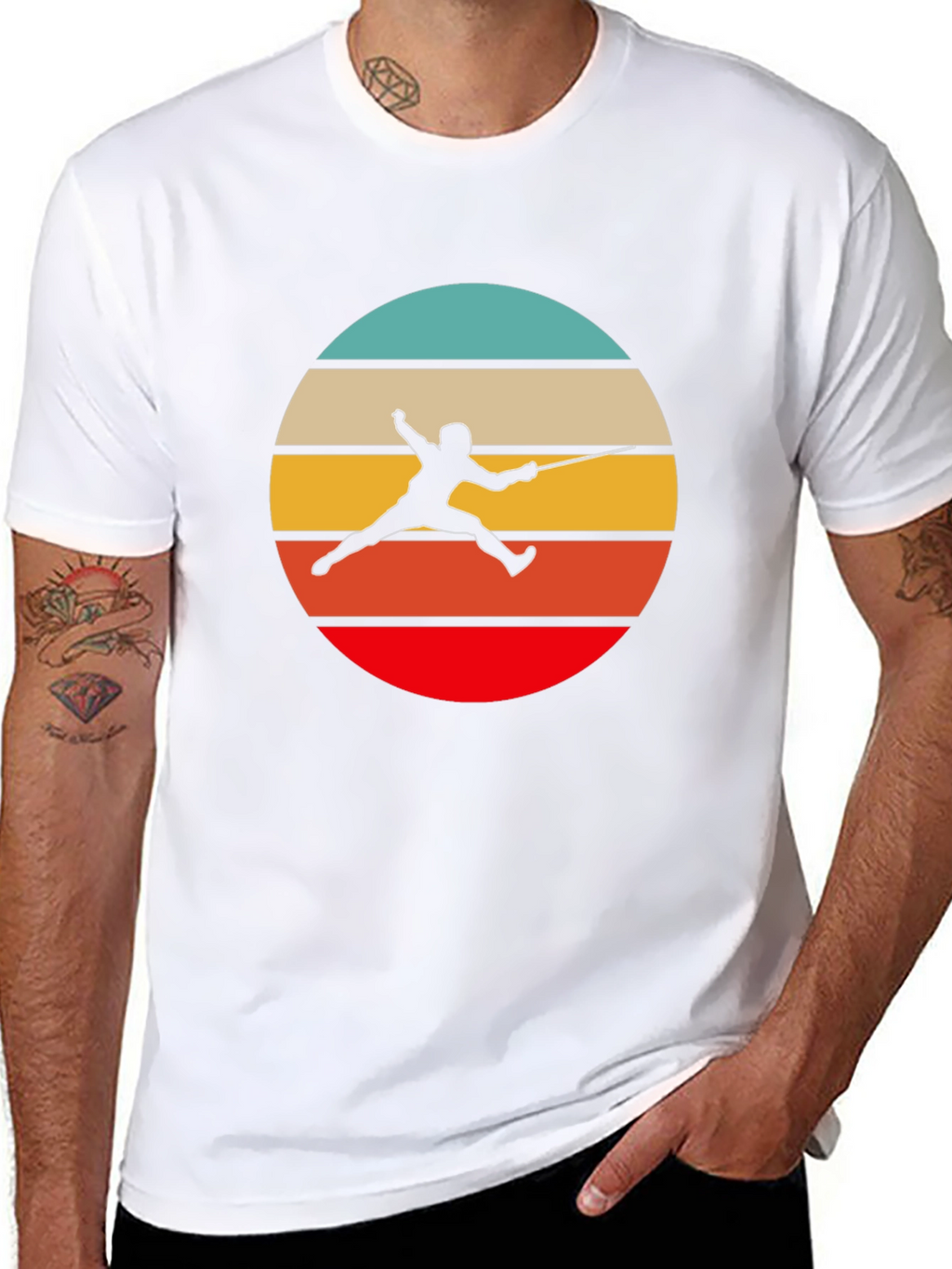 Retro Fencing T-Shirt - Stylish Sport Silhouette