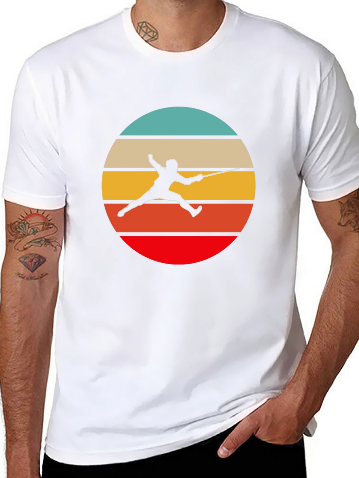 Retro Fencing T-Shirt - Stylish Sport Silhouette