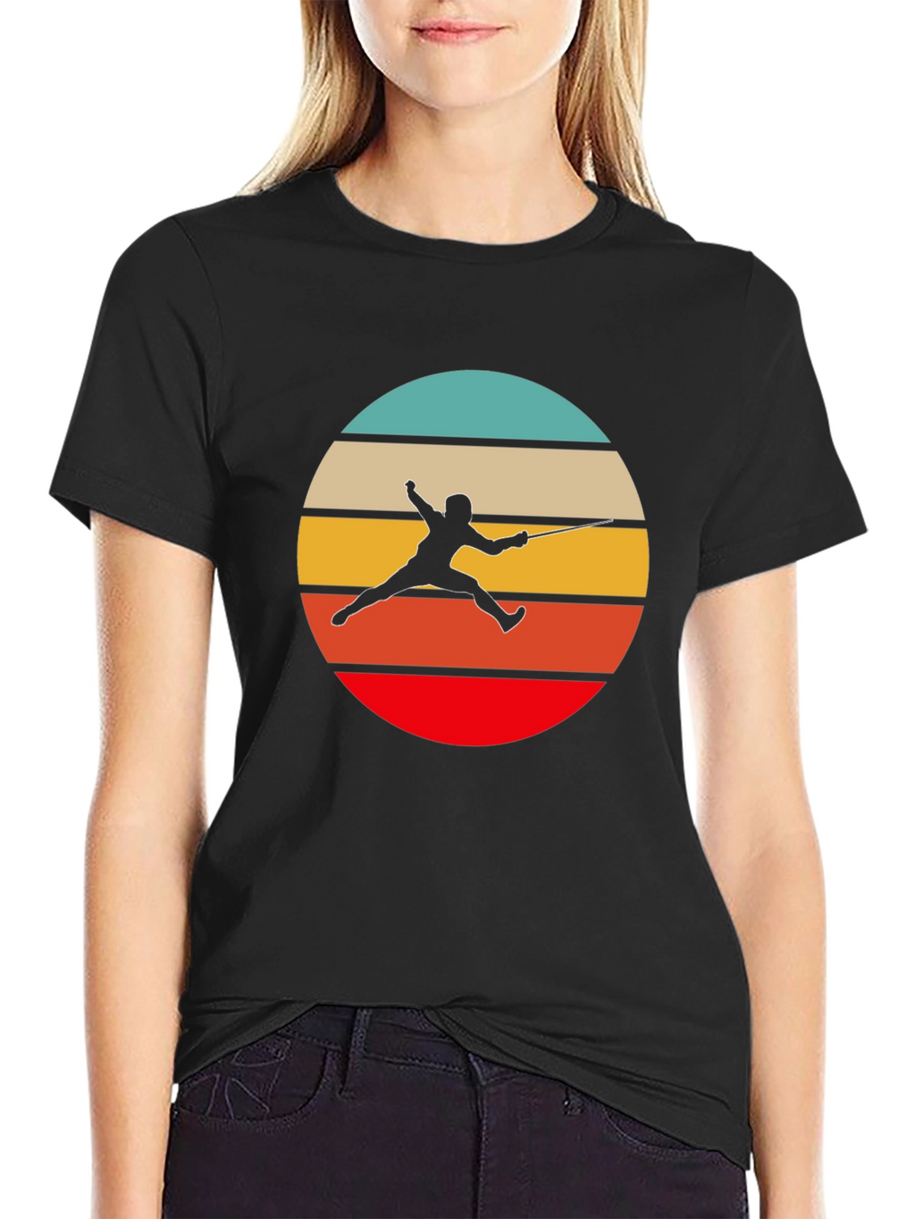 Retro Fencing T-Shirt - Stylish Sport Silhouette