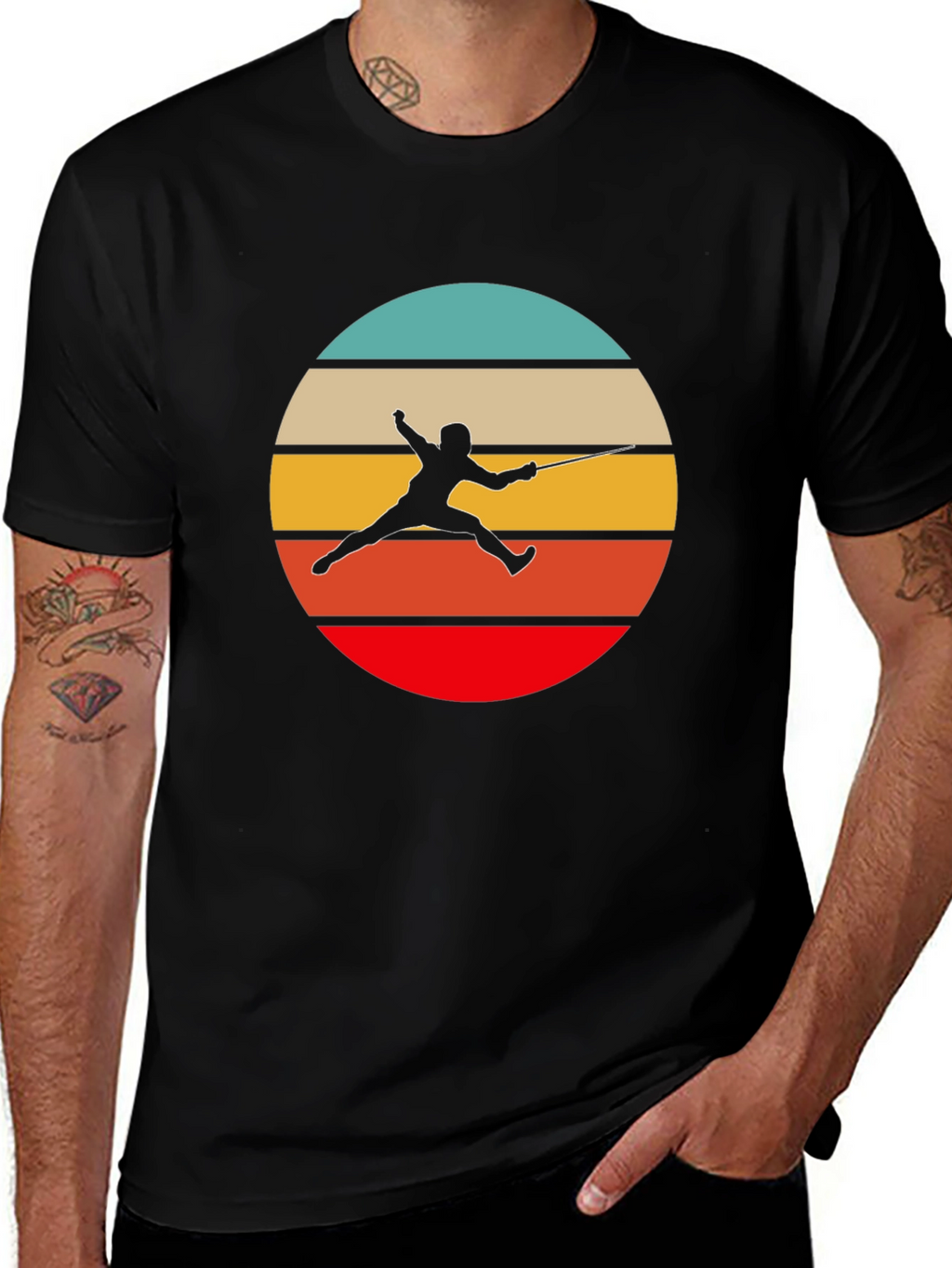 Retro Fencing T-Shirt - Stylish Sport Silhouette