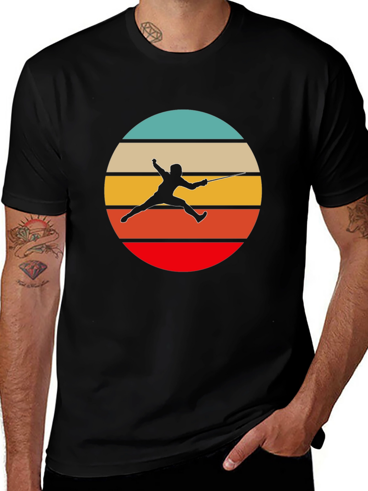 Retro Fencing T-Shirt - Stylish Sport Silhouette