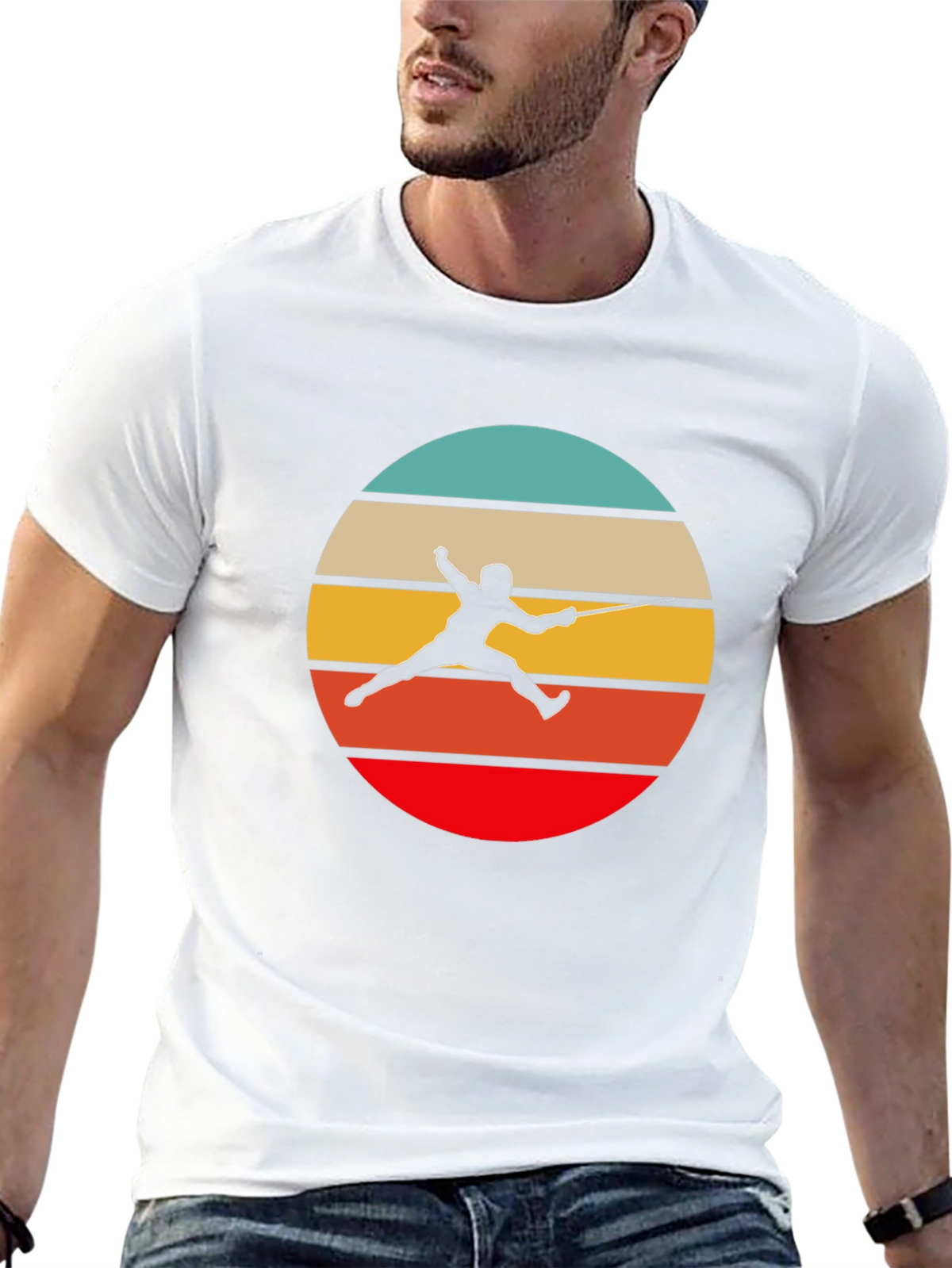 Retro Fencing T-Shirt - Stylish Sport Silhouette