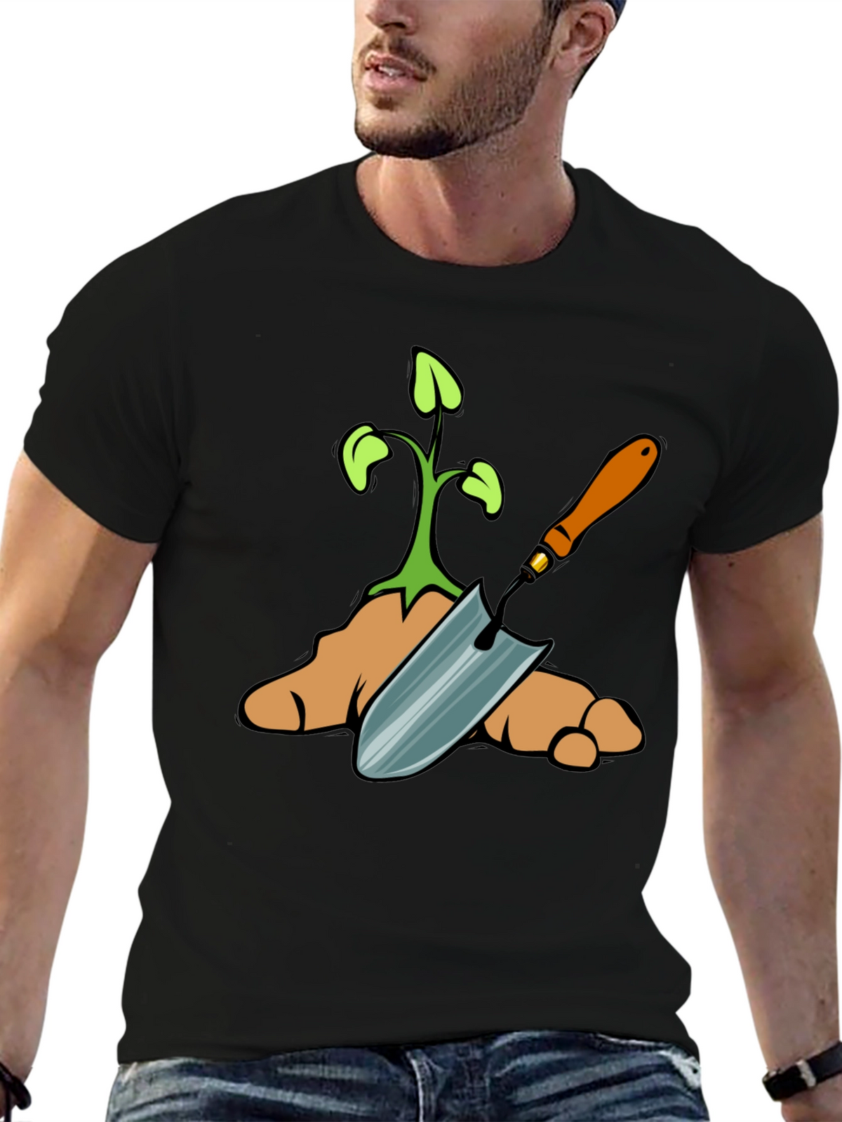 Gardeners Sprout Graphic Tee - Black Cotton T-Shirt