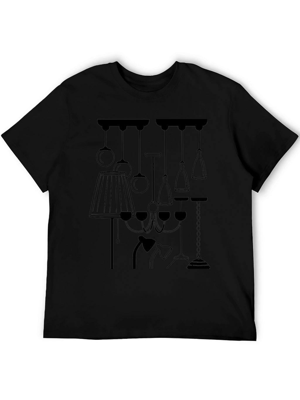 Unique Lamp Design Graphic Tee - Black