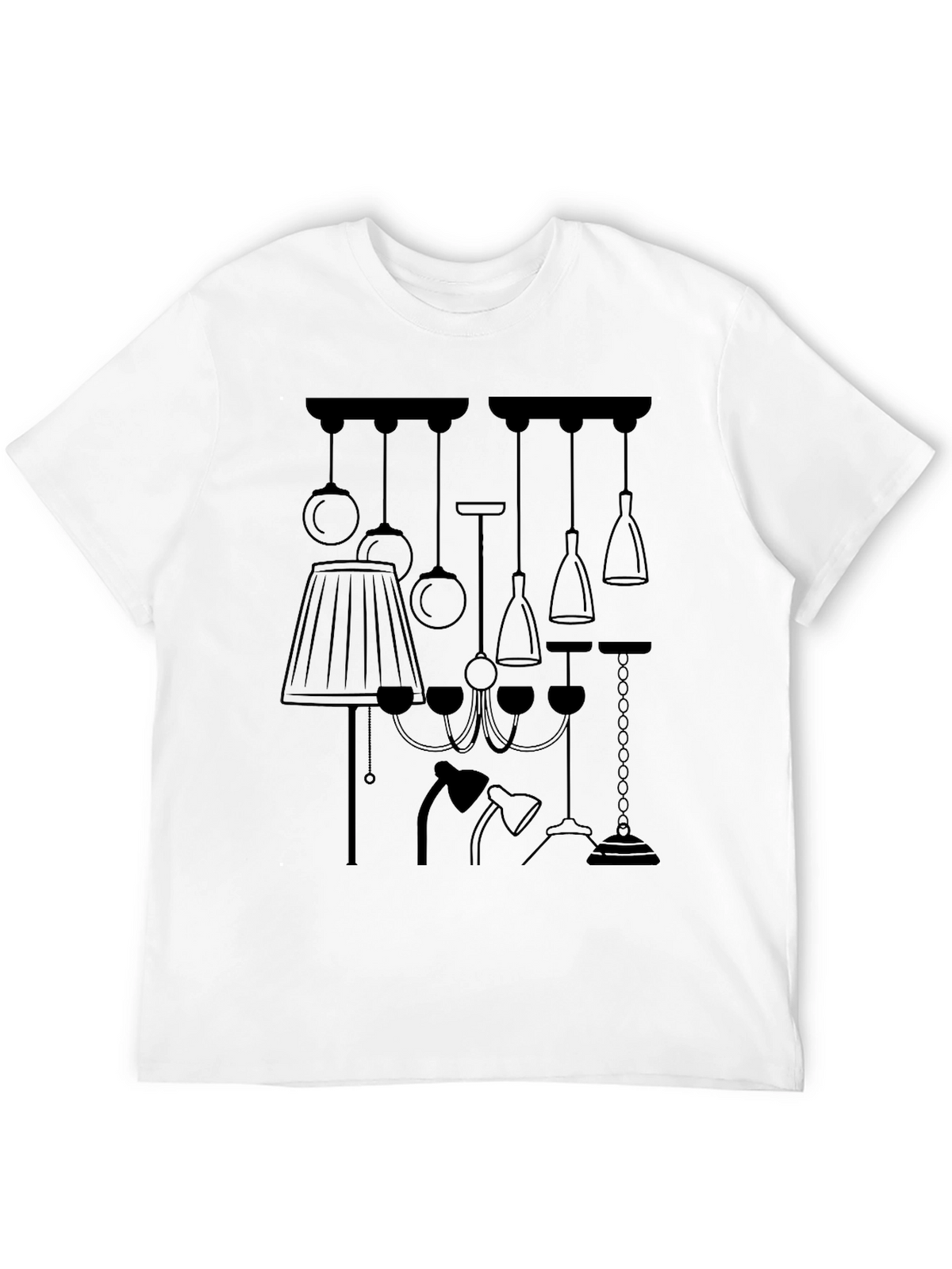 Unique Lamp Design Graphic Tee - Black
