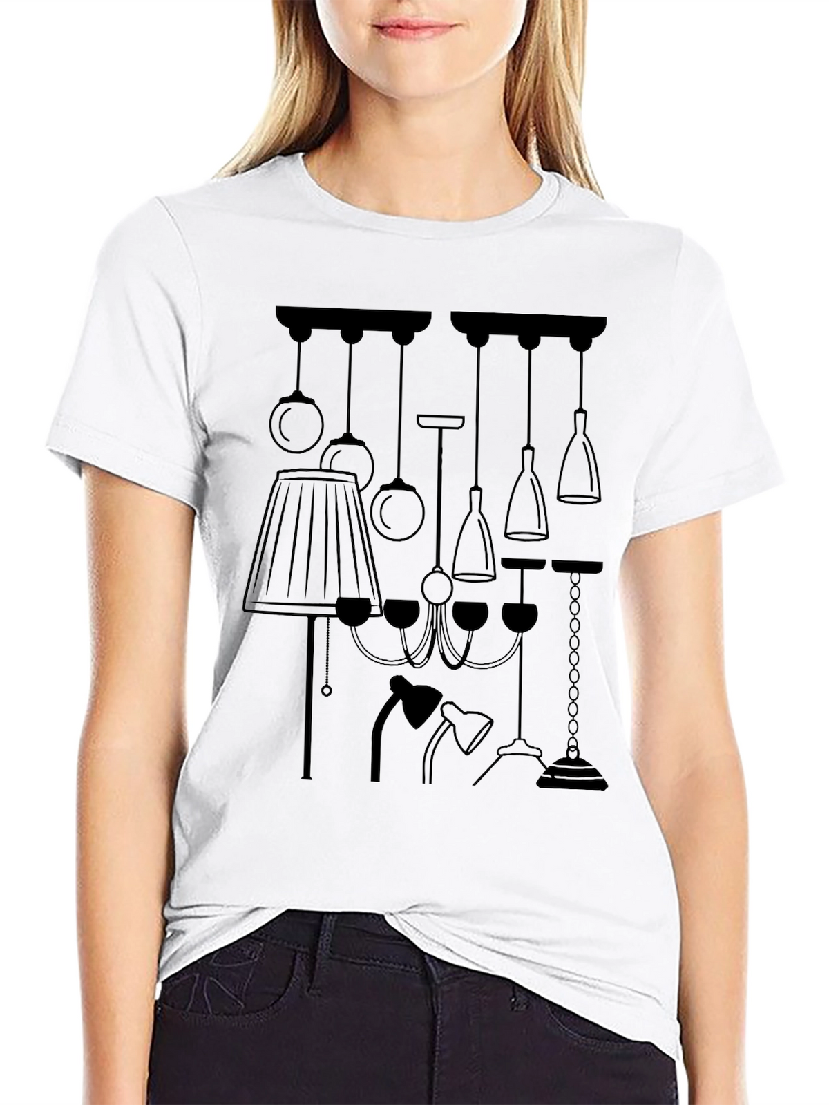 Unique Lamp Design Graphic Tee - Black