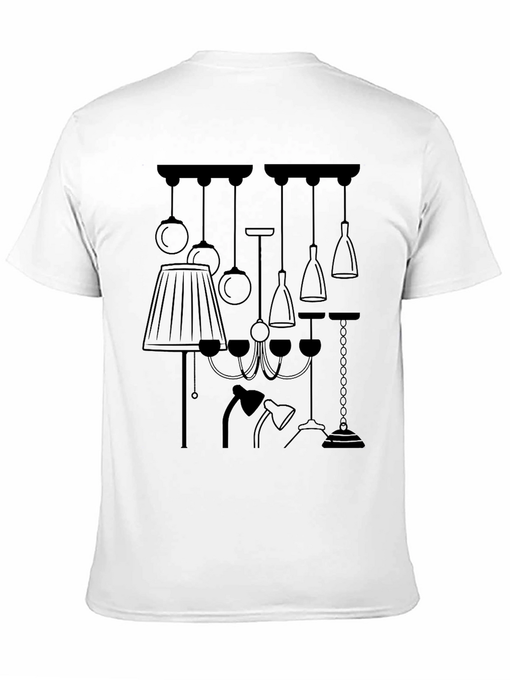 Unique Lamp Design Graphic Tee - Black