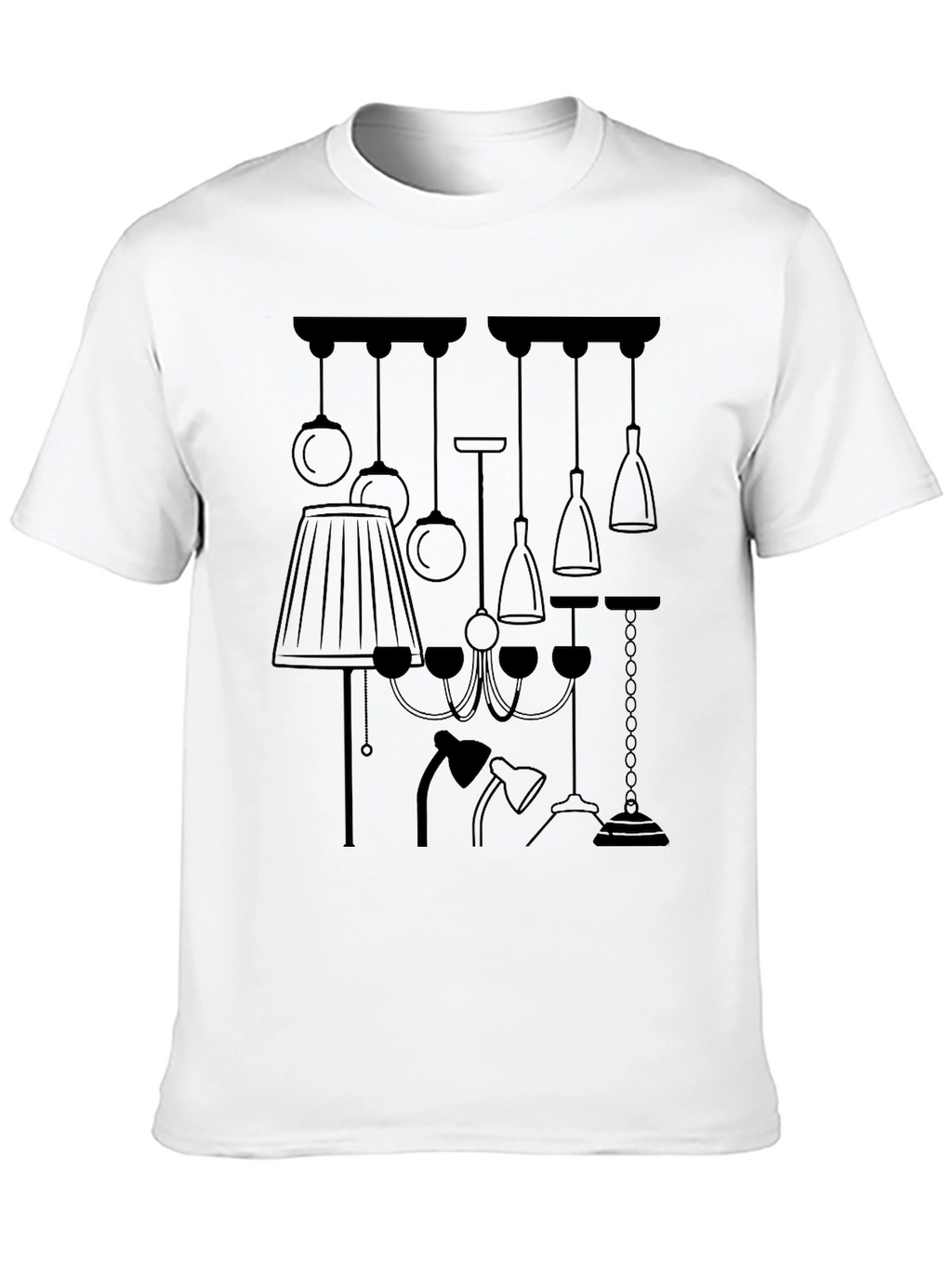 Unique Lamp Design Graphic Tee - Black