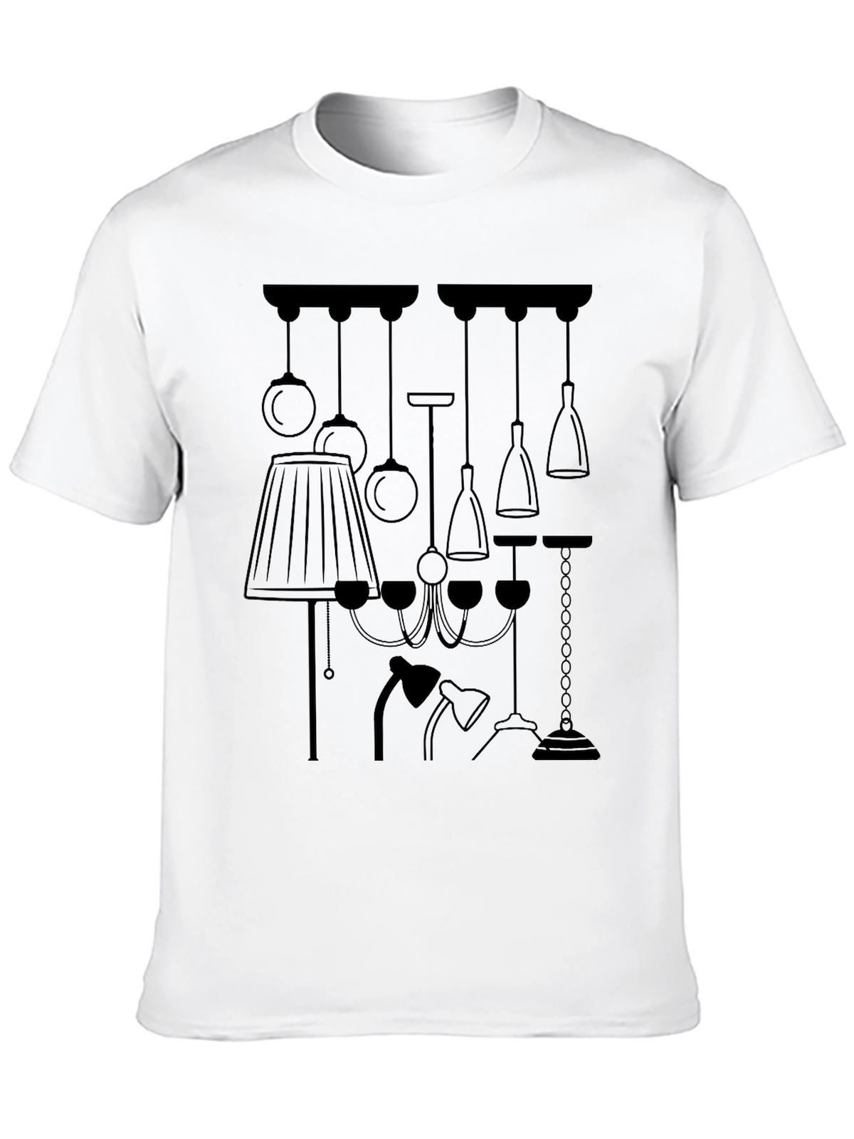 Unique Lamp Design Graphic Tee - Black